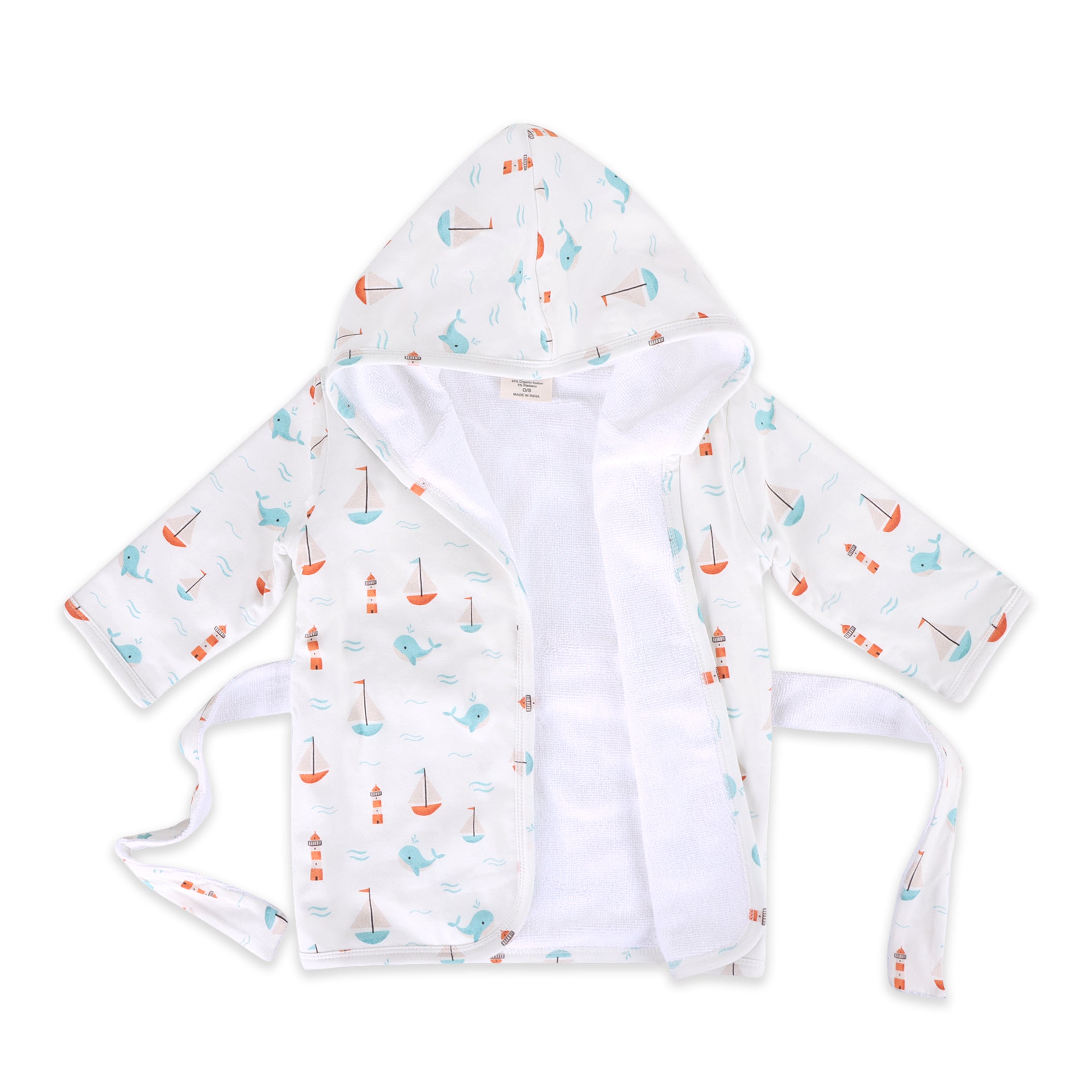 Sailboat Baby Bathrobe Open (Organic Jersey)