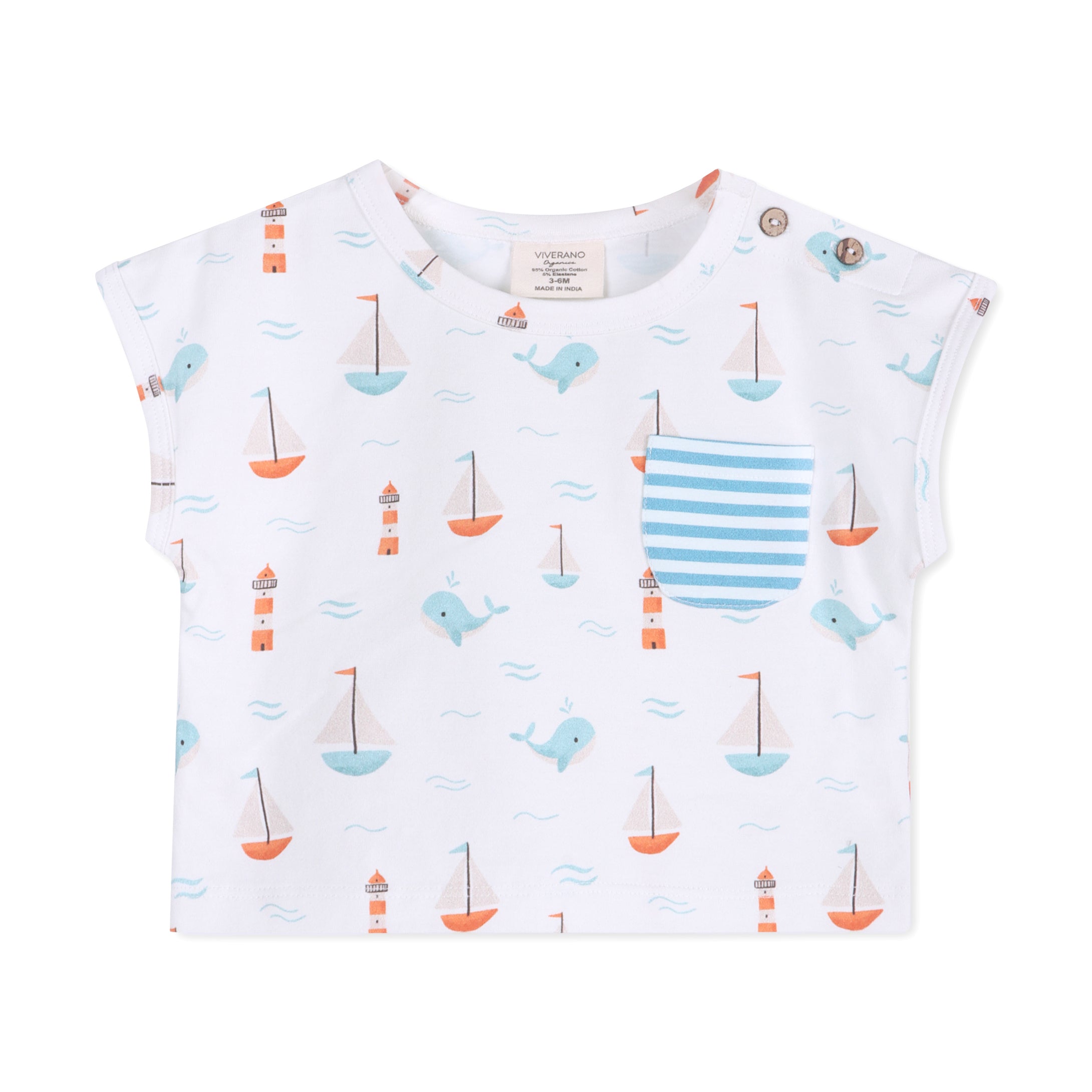 Sailboat Whales Baby Tee Front (Organic Jersey)