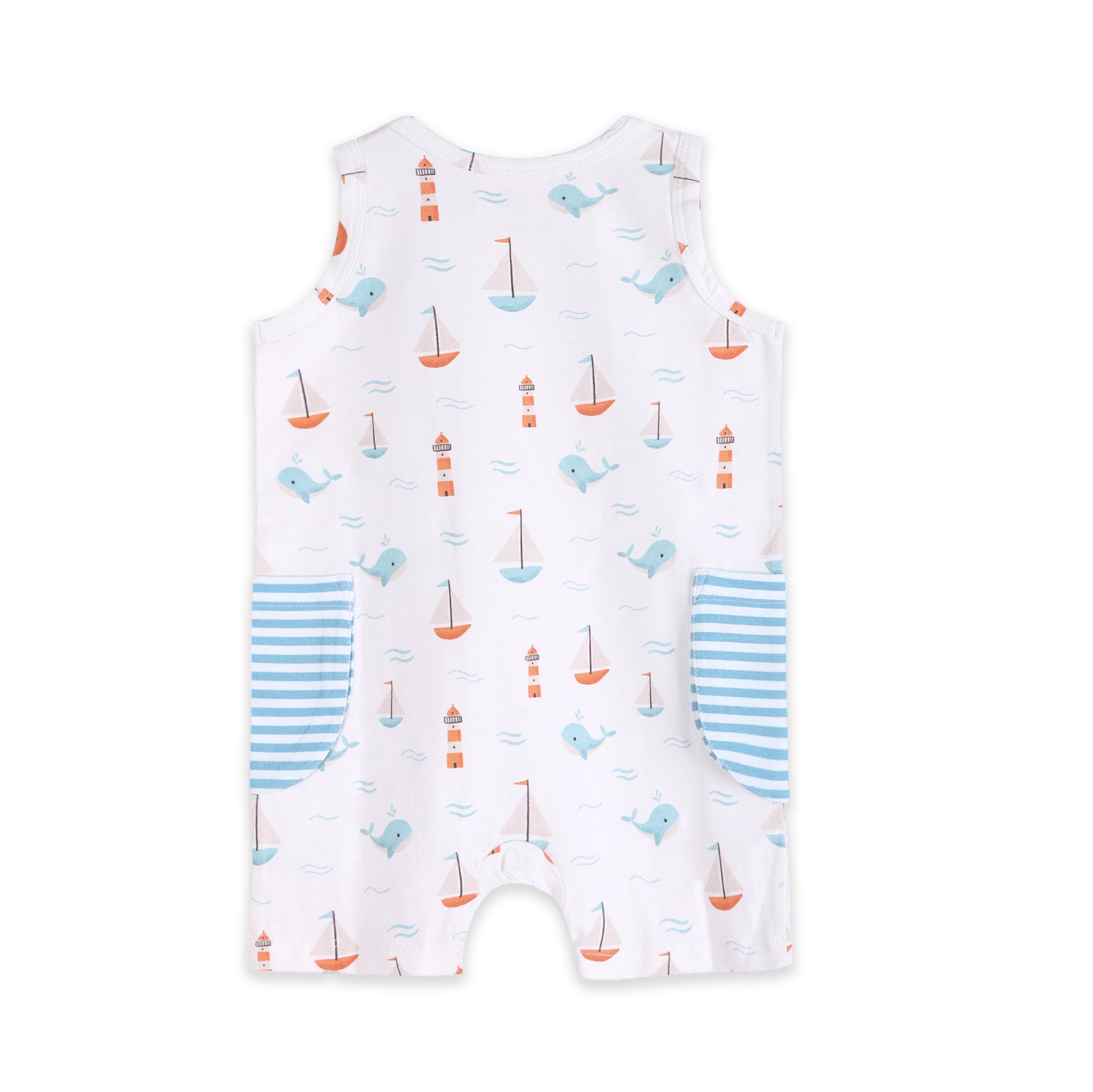 Sailboat Baby Shortie Romper Back (Organic Jersey)