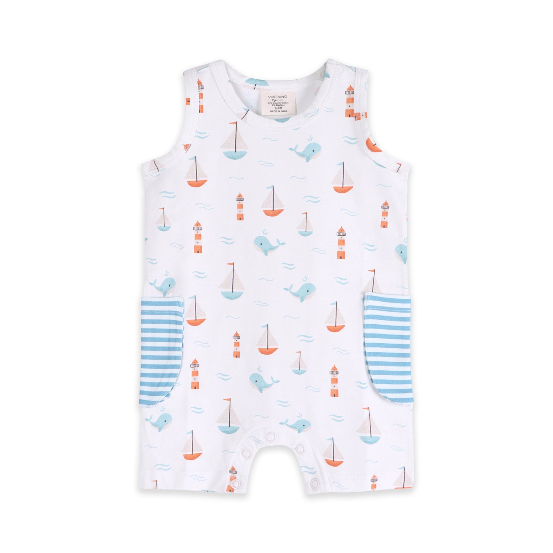 Sailboat Baby Shortie Romper (Organic Jersey)