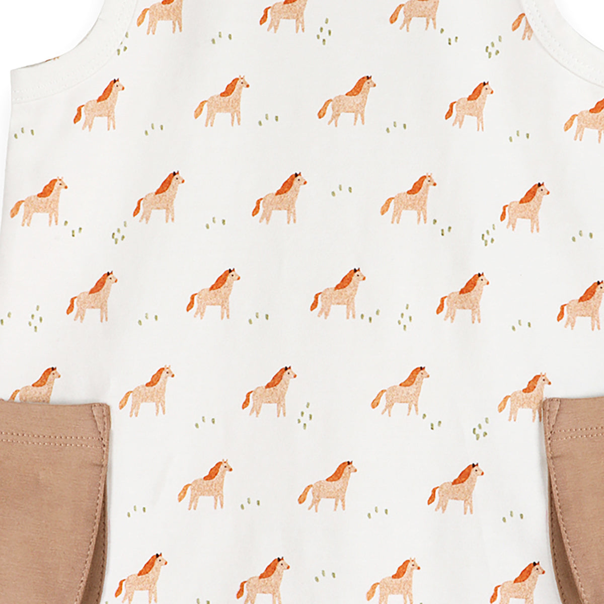 Horse Baby Side Pocket Shortie Romper Detail (Organic Jersey)