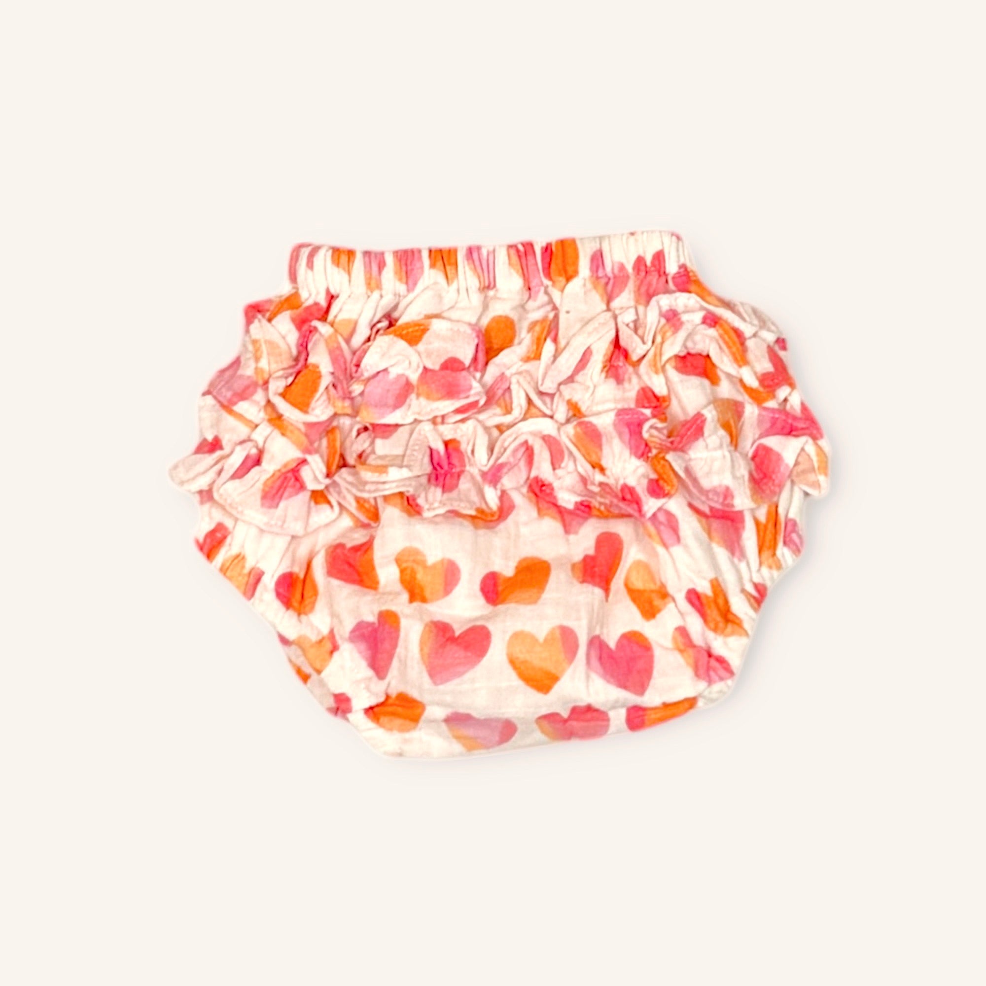 Hearts Organic Ruffled Baby Bloomer