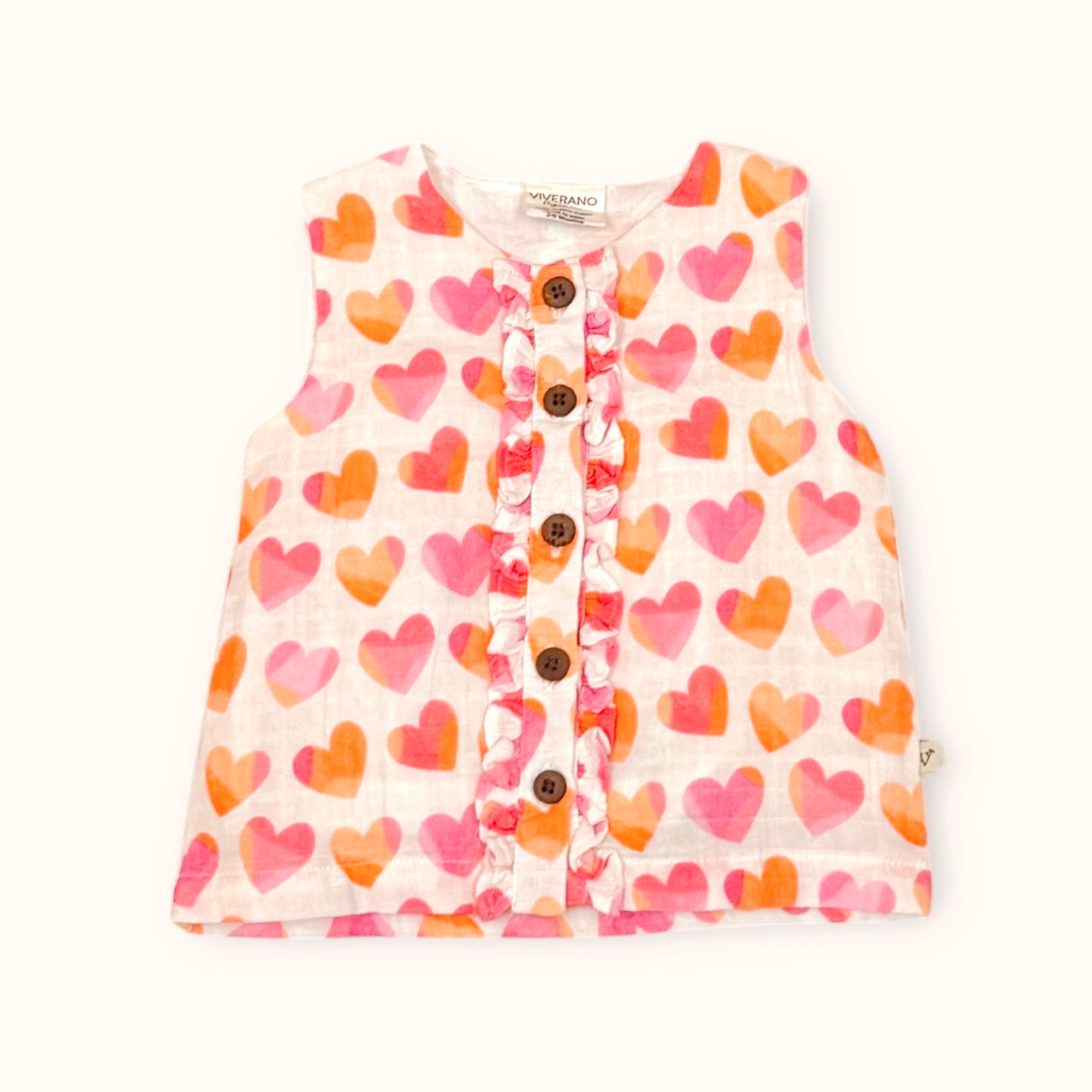 Hearts Button Front Organic Baby Top