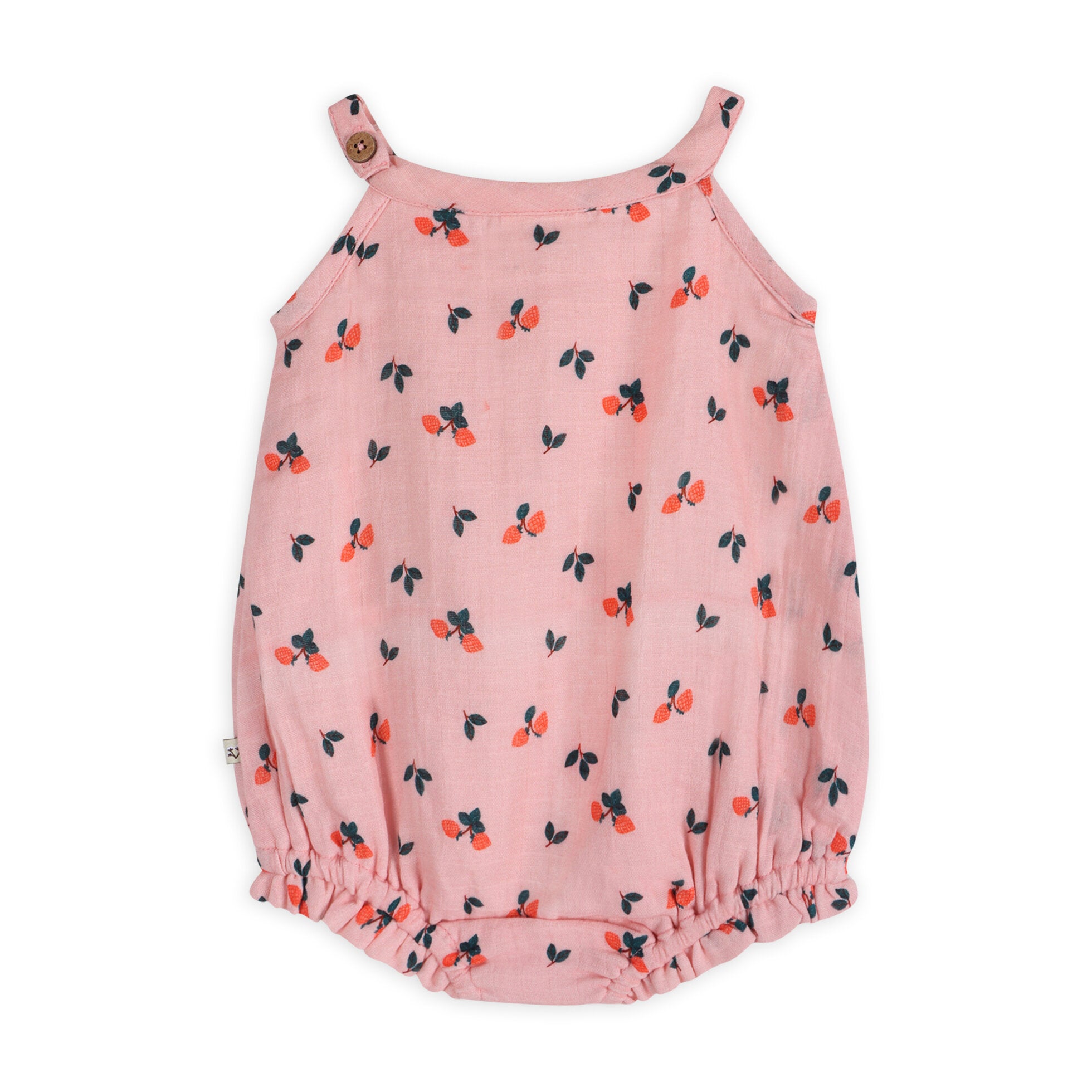 Strawberry Baby Romper Back (Organic Muslin)
