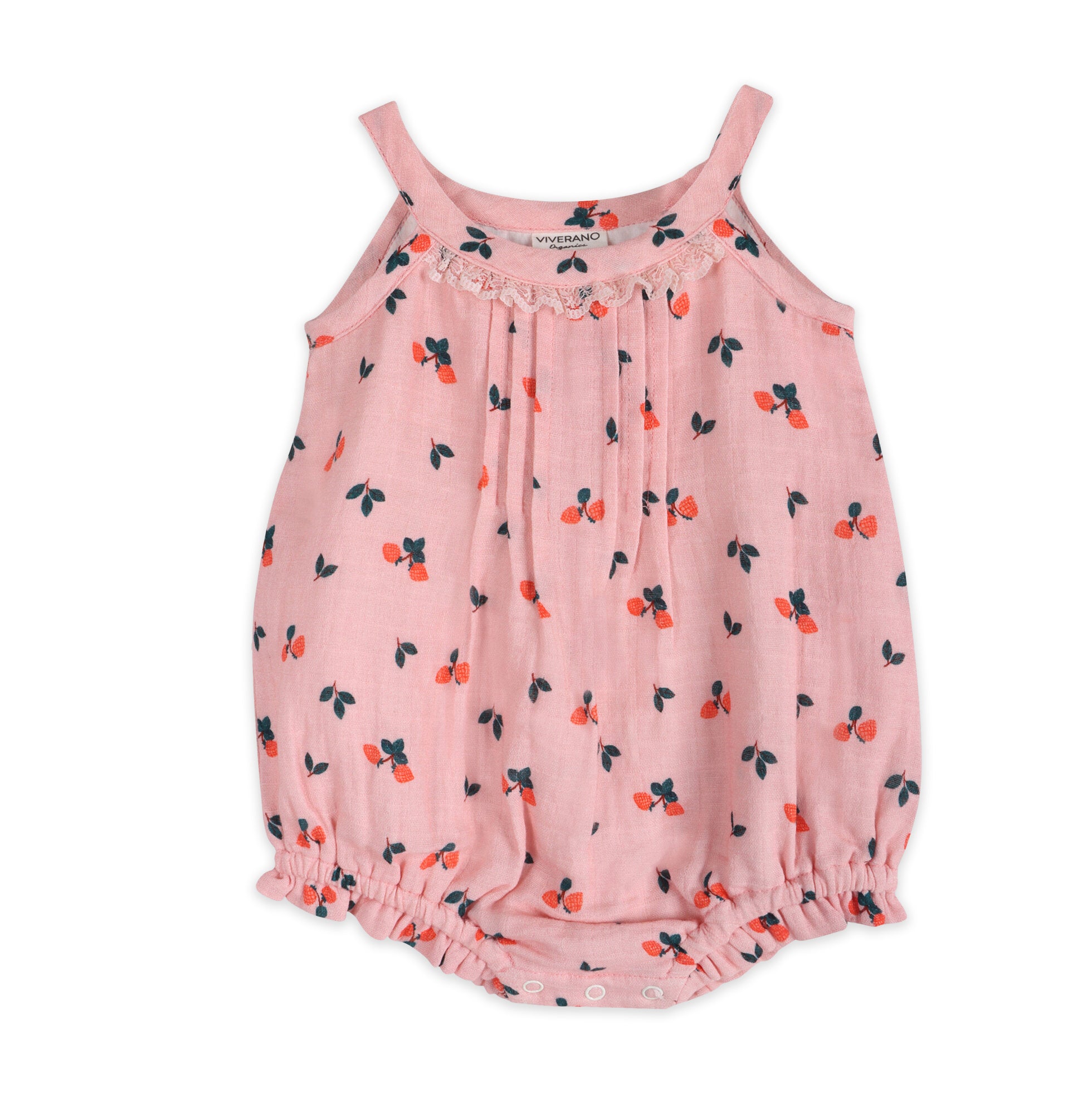 Strawberry Baby Romper + Headband (Organic Muslin)
