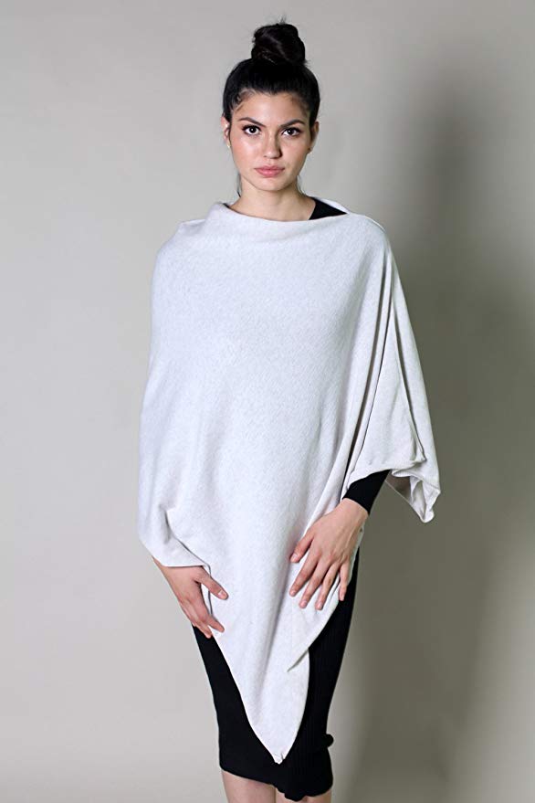 Loving Thread Women's Organic Sweater Knit Boatneck Poncho Wrap