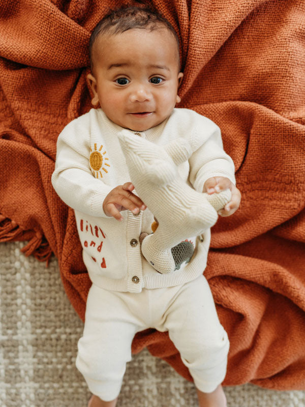 Little Dino - Organic Knit Stuffed Animal Baby Toy lifestyle