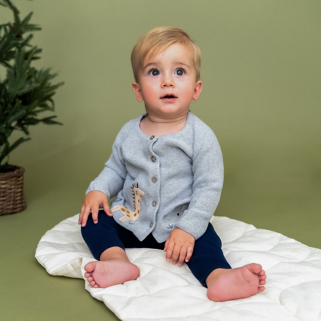 Animal Safari Embroidered Baby Cardigan Sweater (Organic)