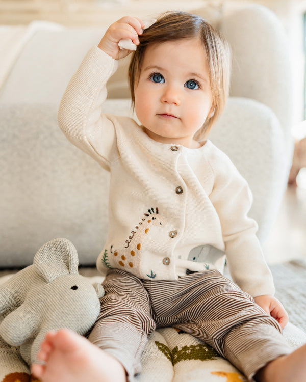 Animal Safari Embroidered Baby Cardigan Sweater (Organic)
