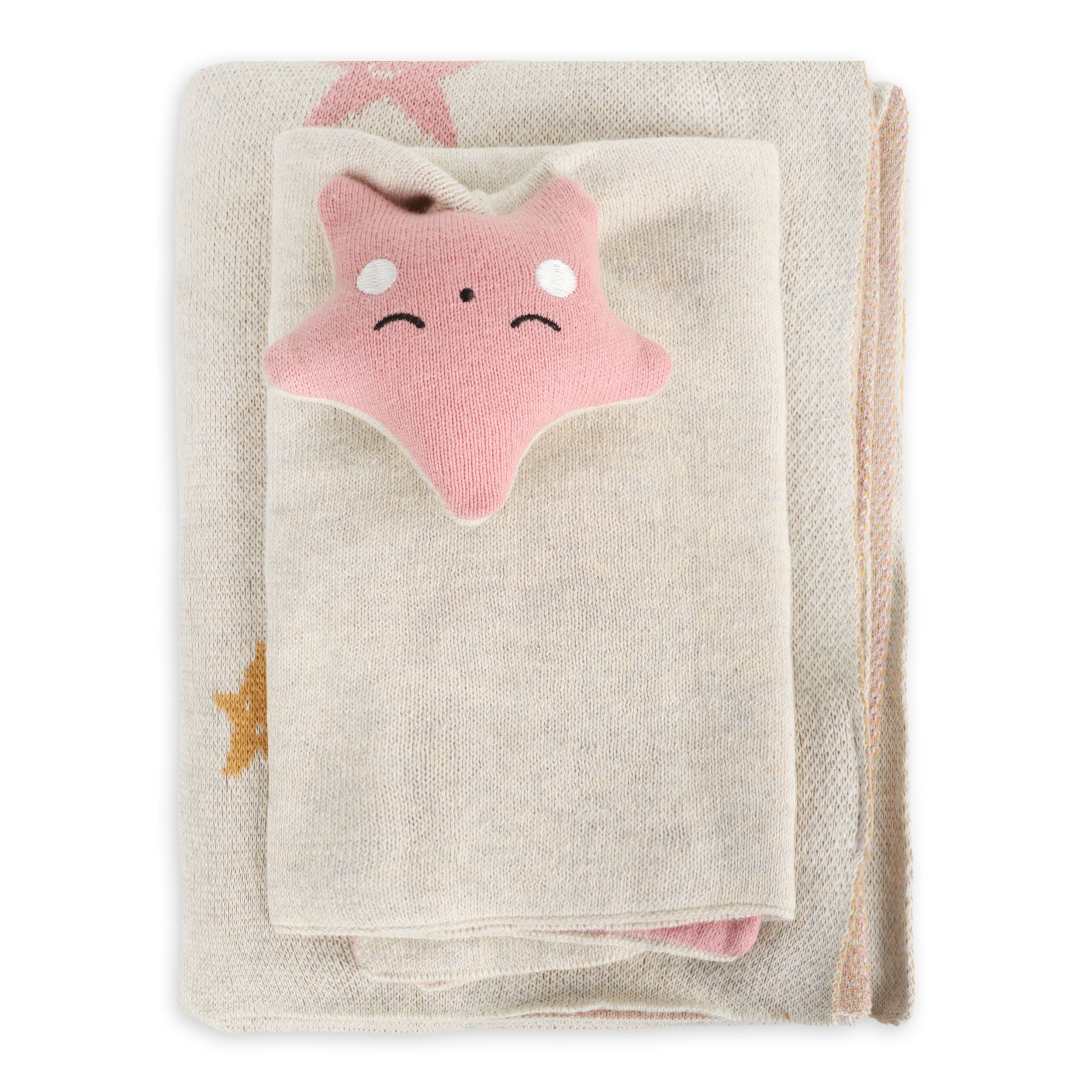 Stars - Jacquard Knit Baby Blanket & Lovey Gift SET (Organic)