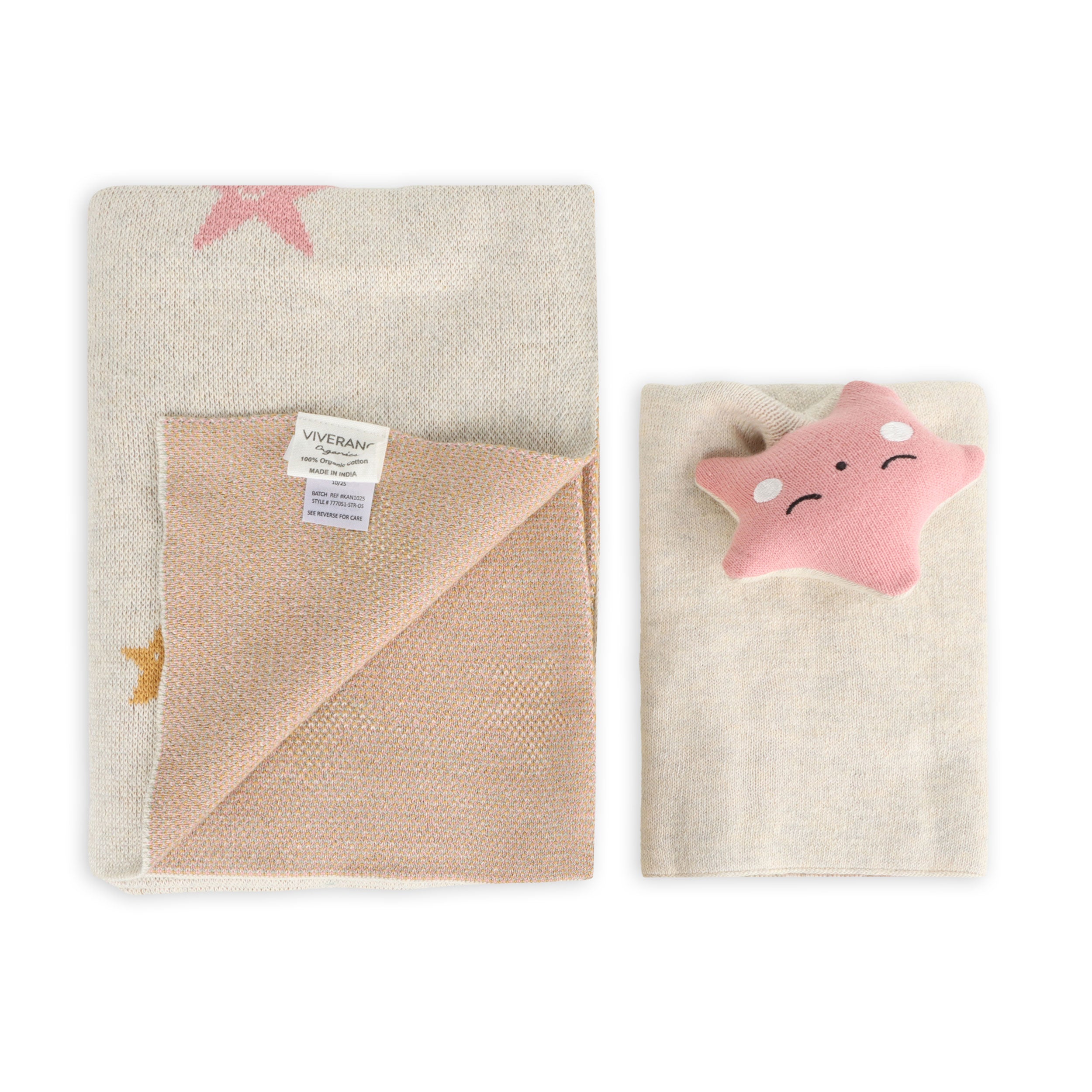 Stars - Jacquard Knit Baby Blanket & Lovey Gift SET (Organic)