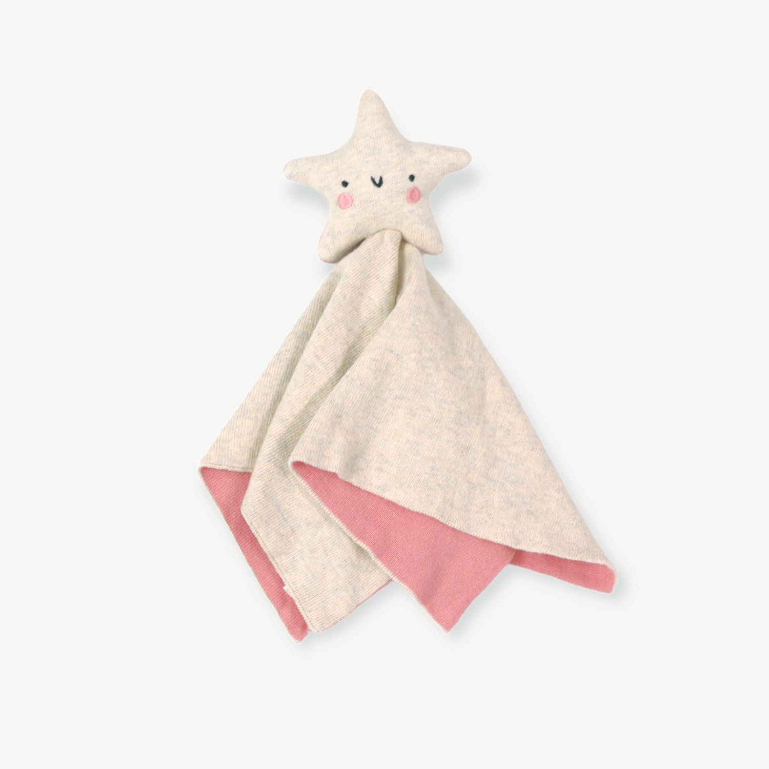 Star-shaped plush toy with a blanket on a white background