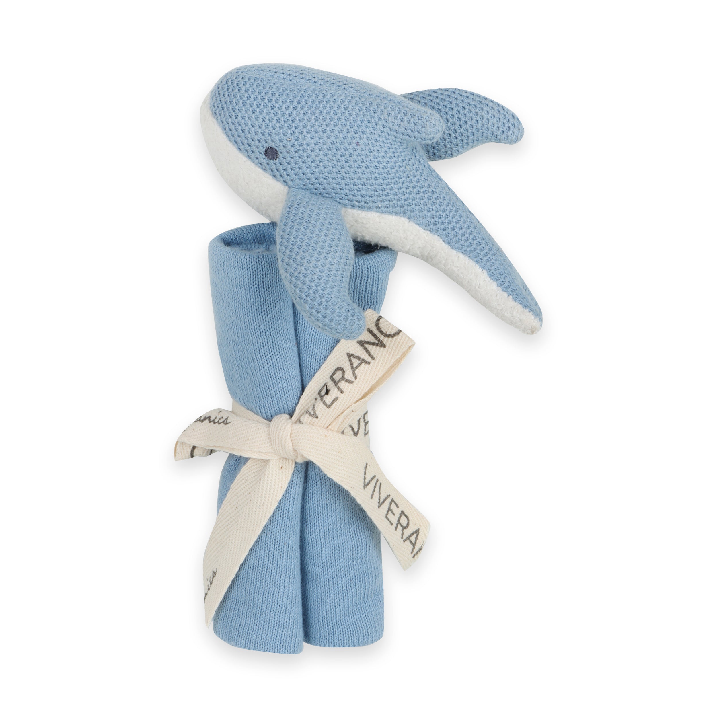 Blue Whale - Organic Baby Lovey Security Blanket Wrapped