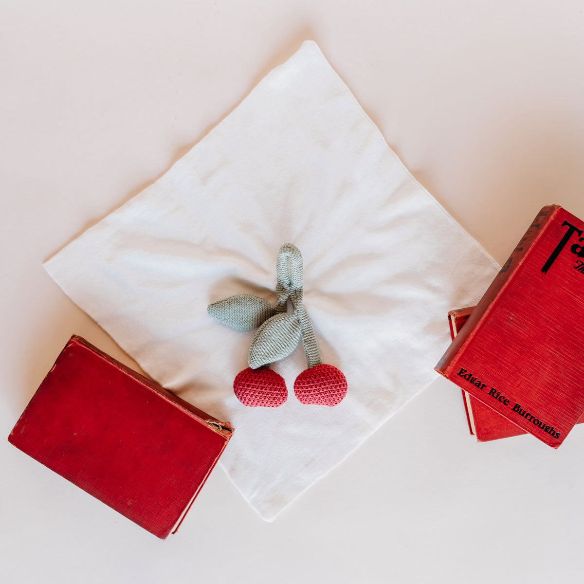 Cherry - Organic Baby Lovey Security Blanket Cuddle Cloth