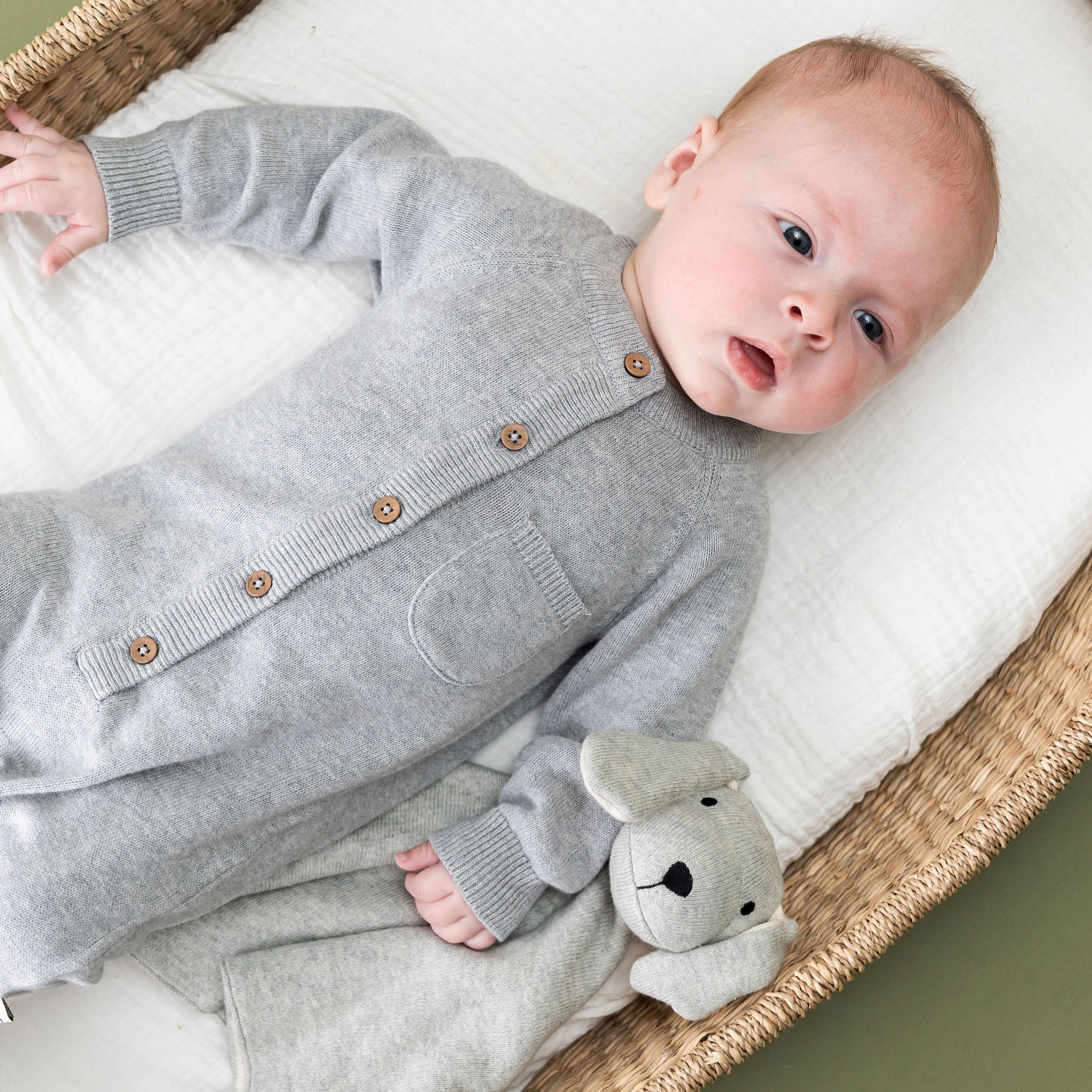 Grey Heather Puppy Dog - Organic Baby Lovey Security Blanket Cuddle Cloth