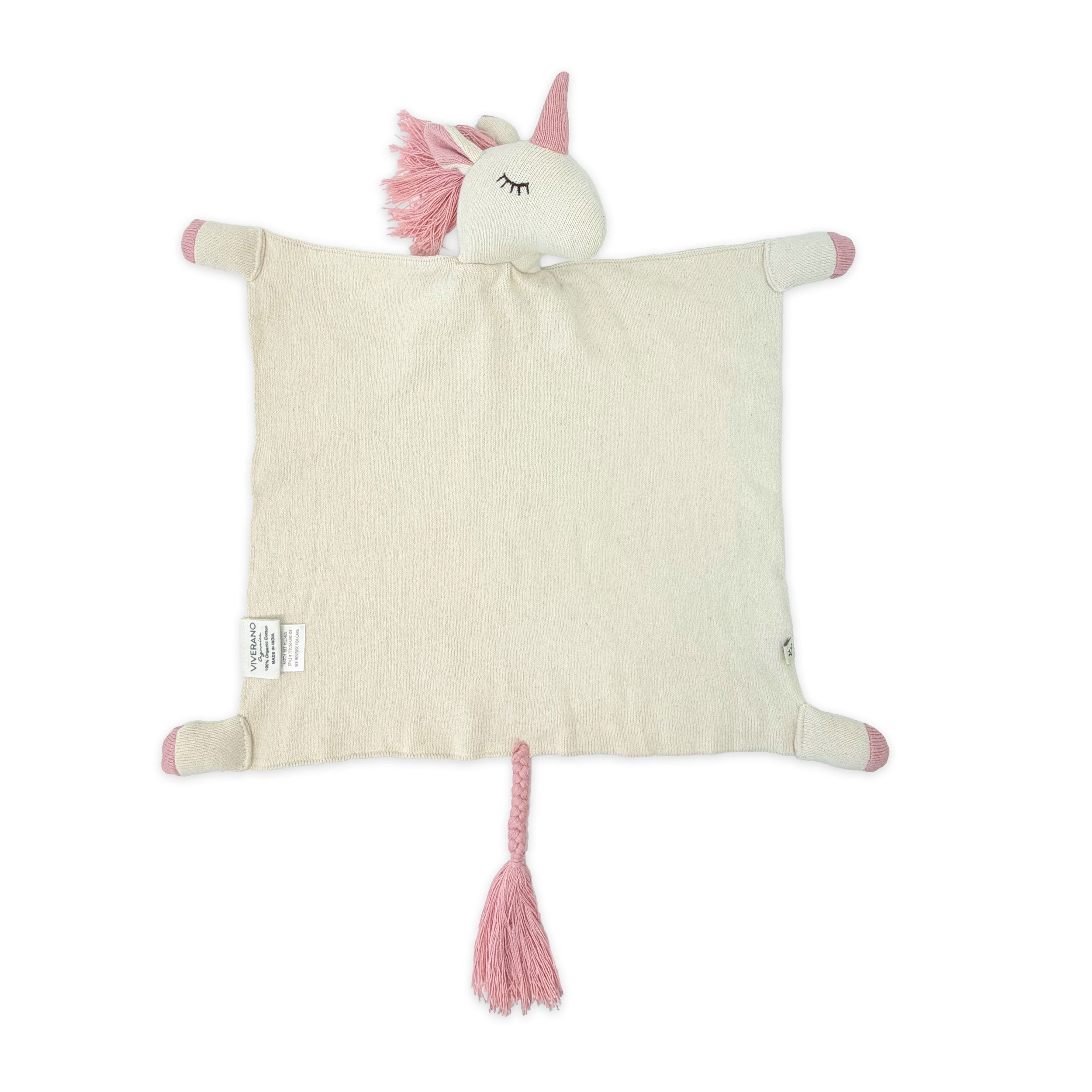 Unicorn - Organic Baby Lovey Security Blanket Cuddle Cloth (Flat)