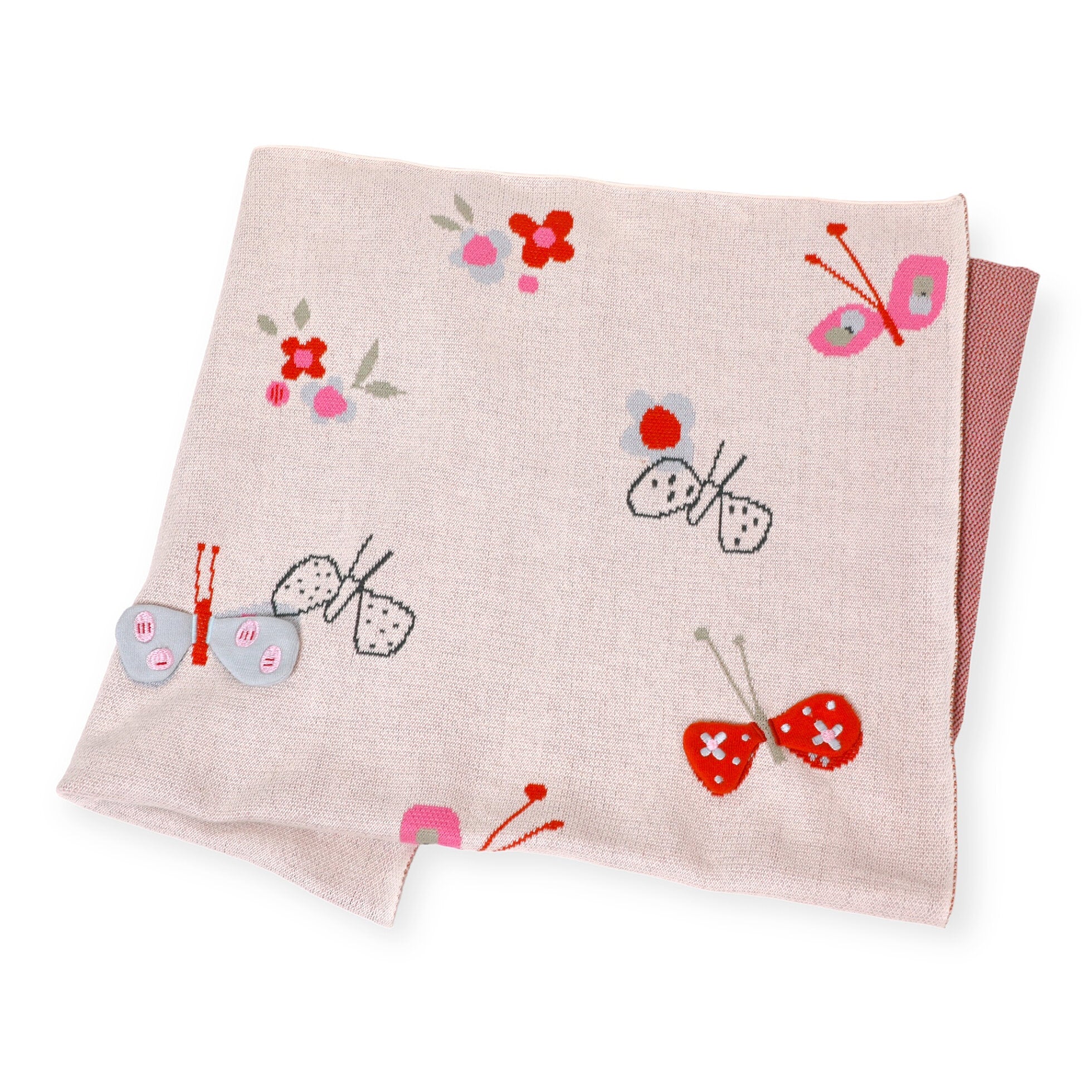 Butterfly 3D - Organic Cotton Jacquard Sweater Knit Baby Blankets by Viverano