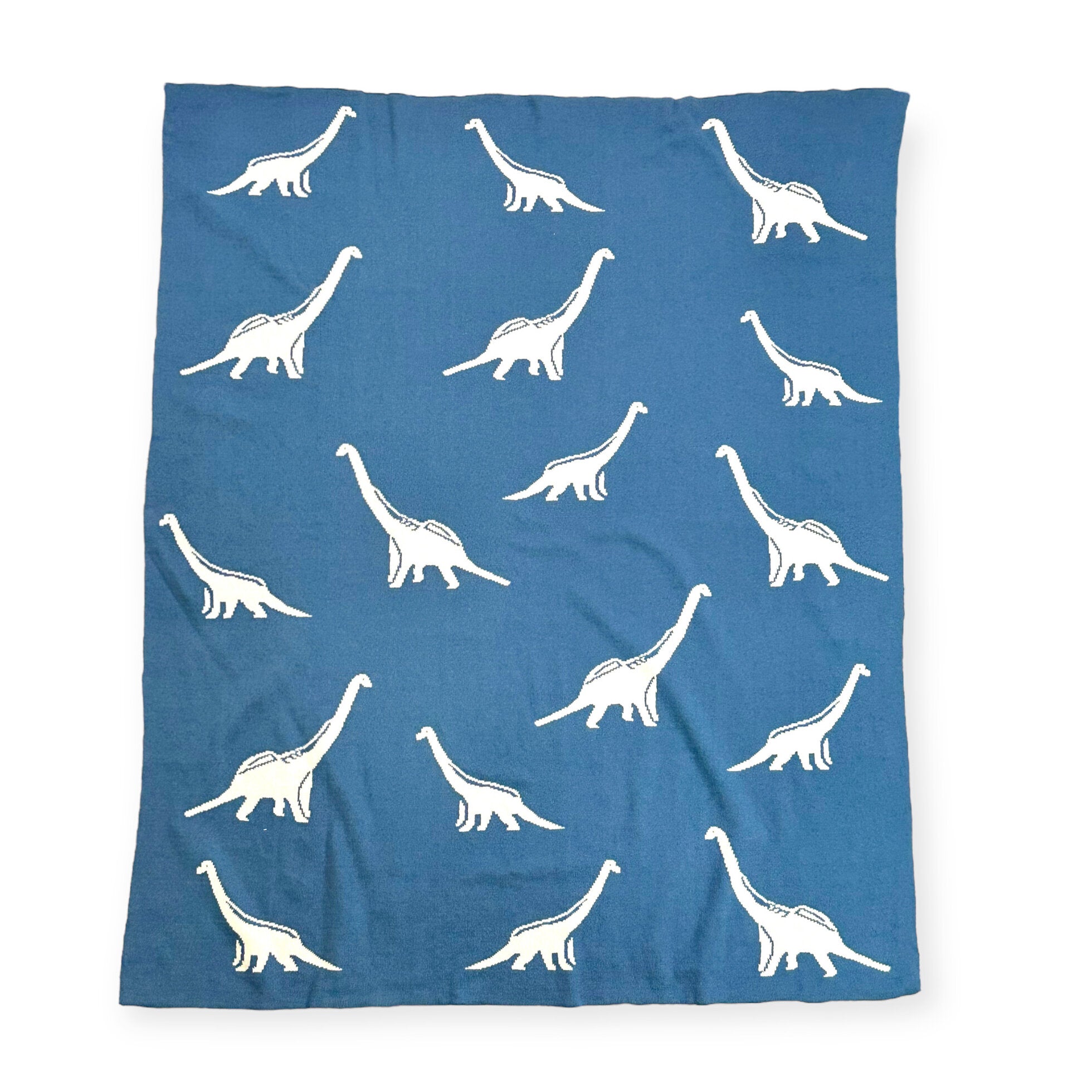 Dinosaur - Bi-Color Jacquard Sweater Knit Reversible Organic Cotton Baby Blankets by Viverano