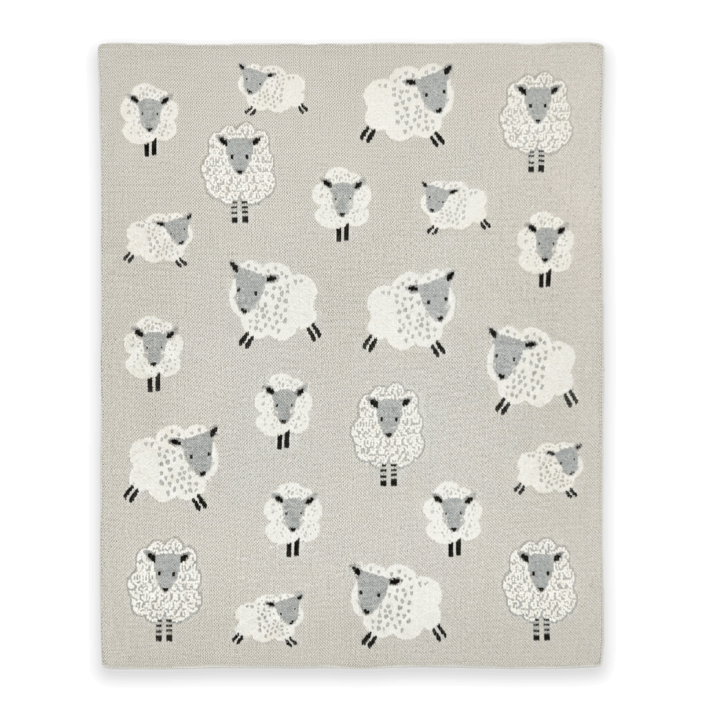 Happy Sheep - Mid Weight Jacquard Sweater Knit Baby Blanket (Organic Cotton)