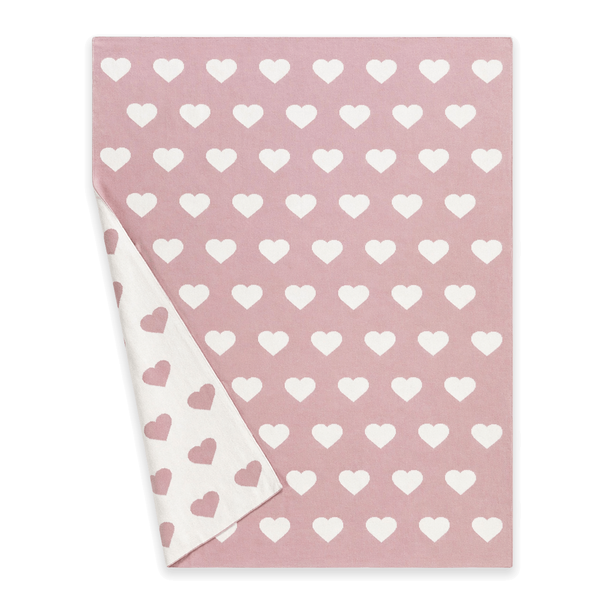Hearts - Reversible Bi-Color Jacquard Sweater Knit Baby Blanket (Organic Cotton)