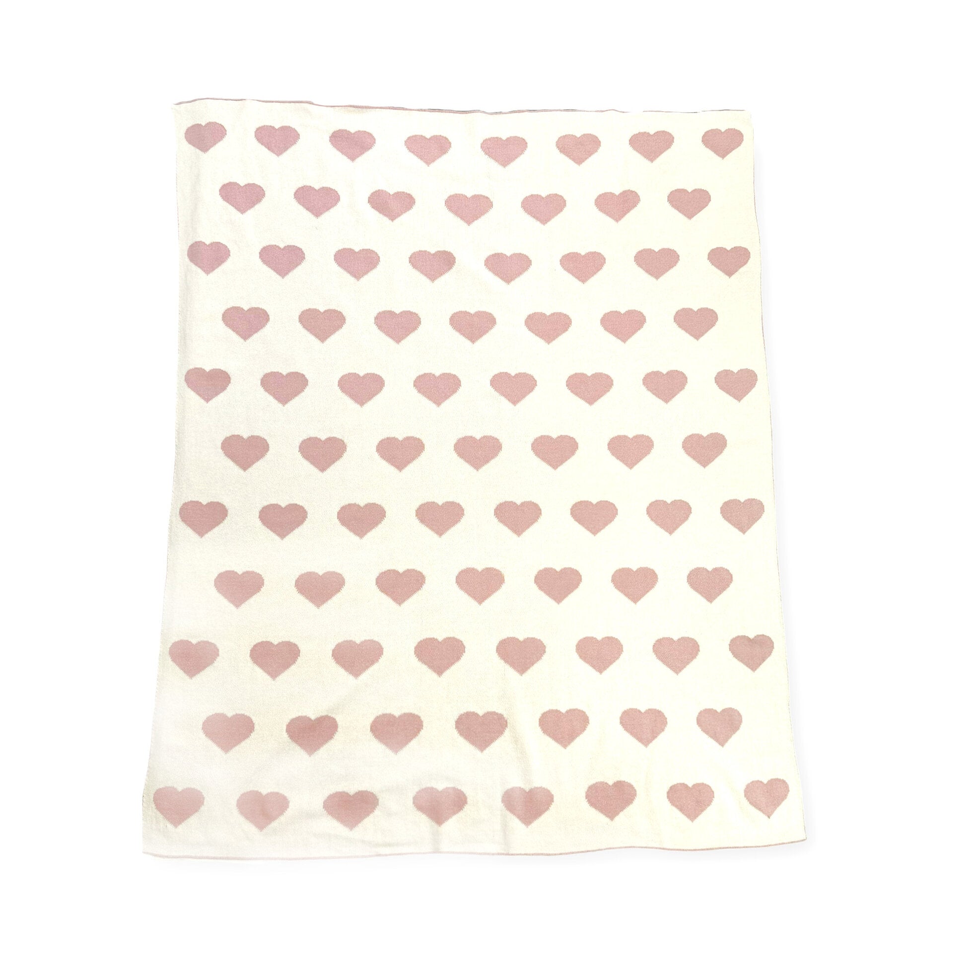 Hearts - Reversible Bi-Color Jacquard Sweater Knit Baby Blanket (Organic Cotton)