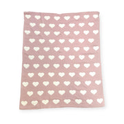 Hearts - Bi-Color Jacquard Sweater Knit Reversible Baby Blankets (Organic Cotton)