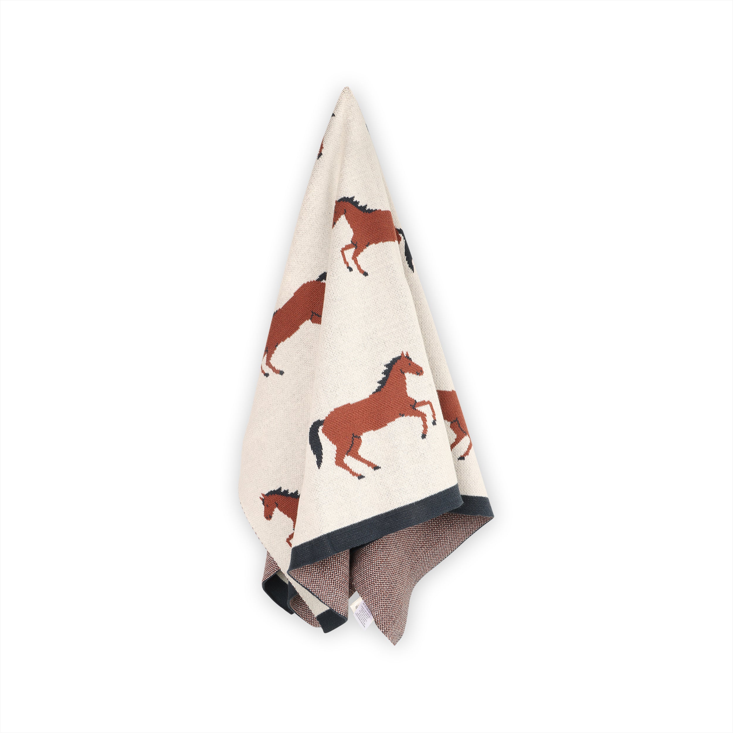 Horse - Organic Cotton Jacquard Sweater Knit Baby Blanket