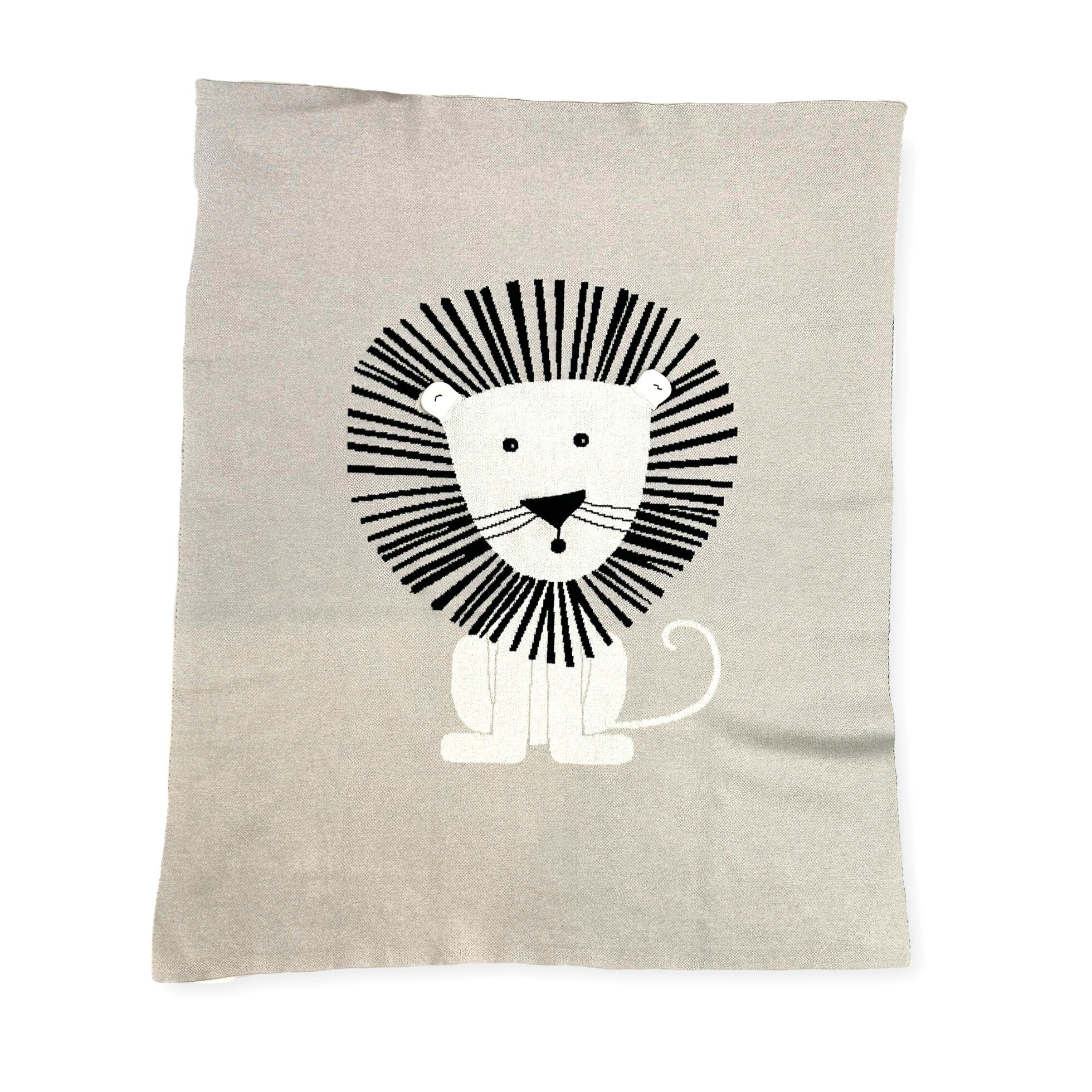 Lion King Jacquard Sweater Knit Organic Cotton Baby Blankets by Viverano
