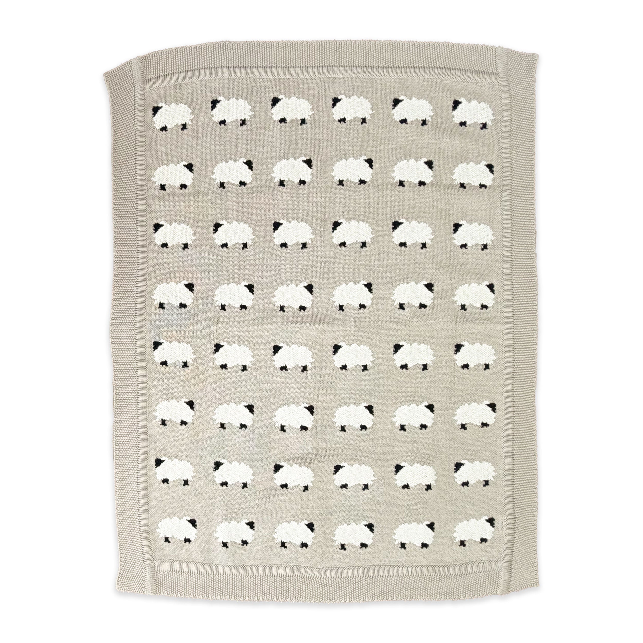 Furry Sheep - Jacquard Sweater Knit Baby Blanket (Organic Cotton)