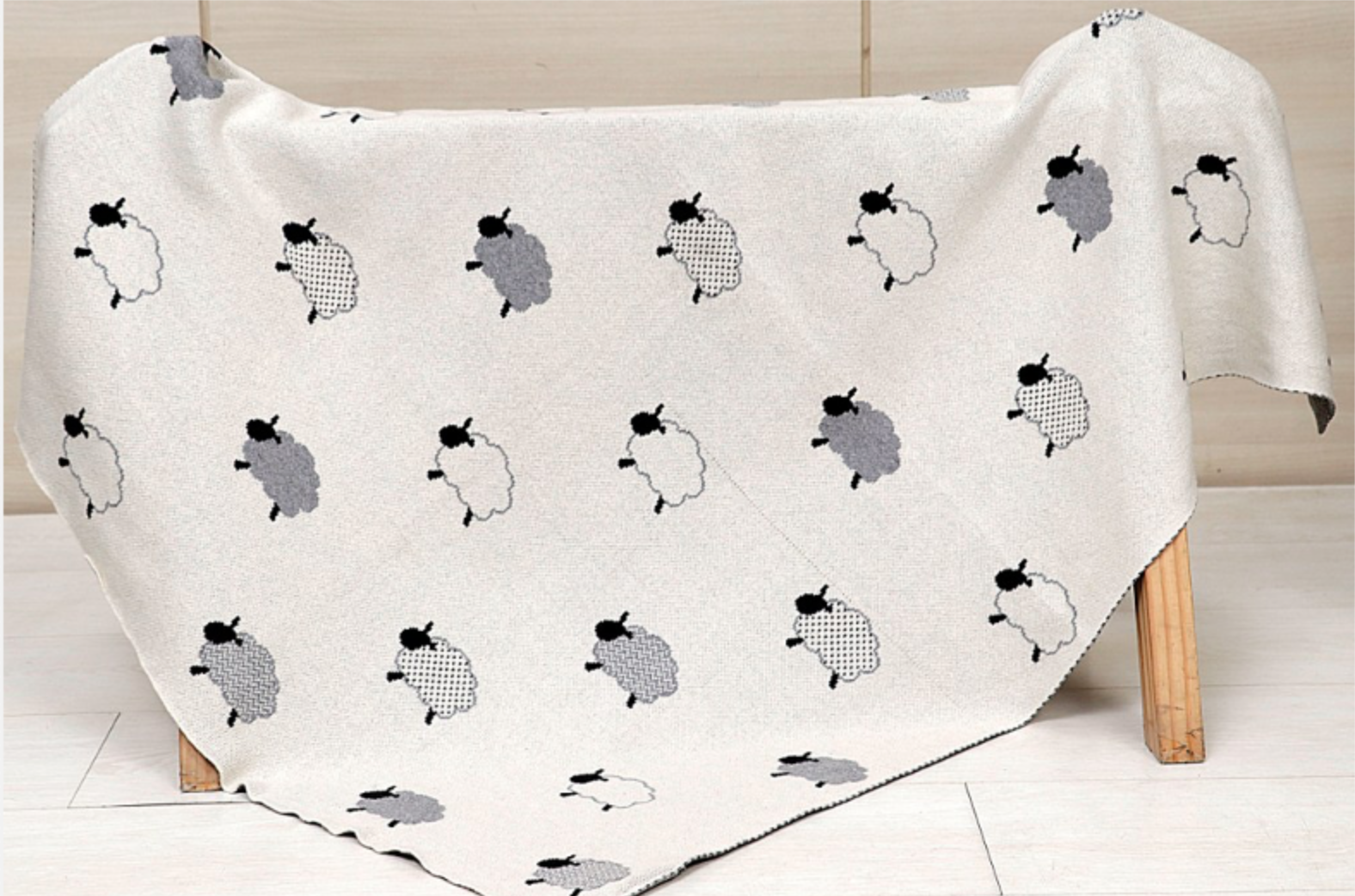 Mantas de bebé tejidas con punto de jacquard de oveja (algodón orgánico)