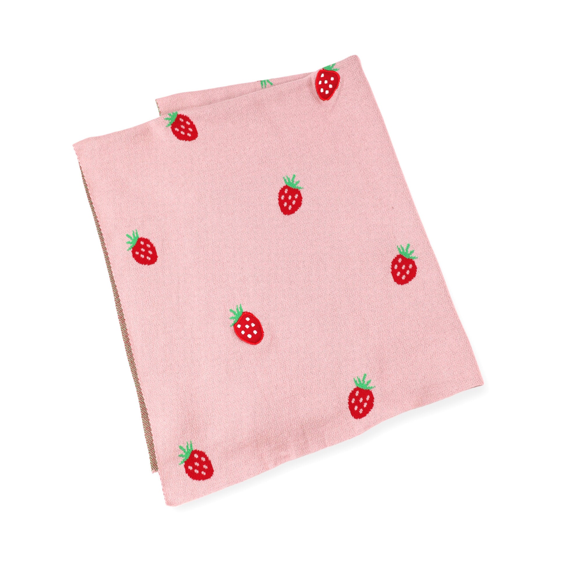 Strawberry - Organic Cotton 3D Jacquard Sweater Knit Baby Blankets