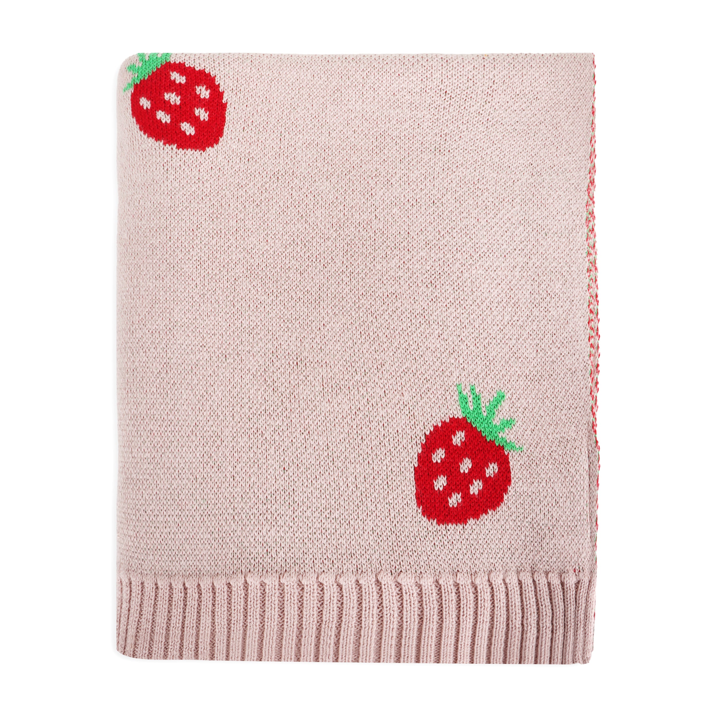 Strawberry - Organic Cotton Jacquard Sweater Knit Baby Blankets