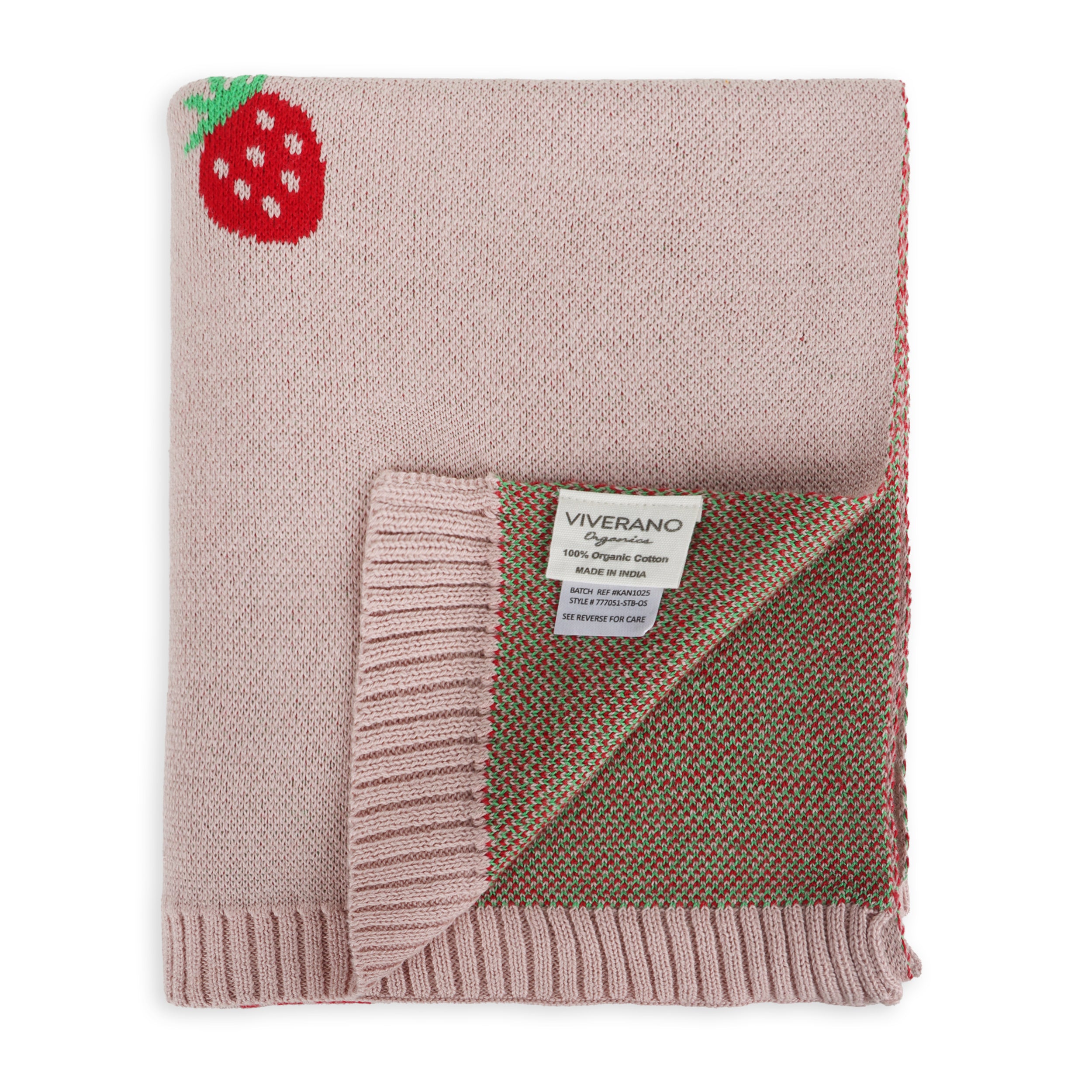 Strawberry - Organic Cotton Jacquard Sweater Knit Baby Blankets