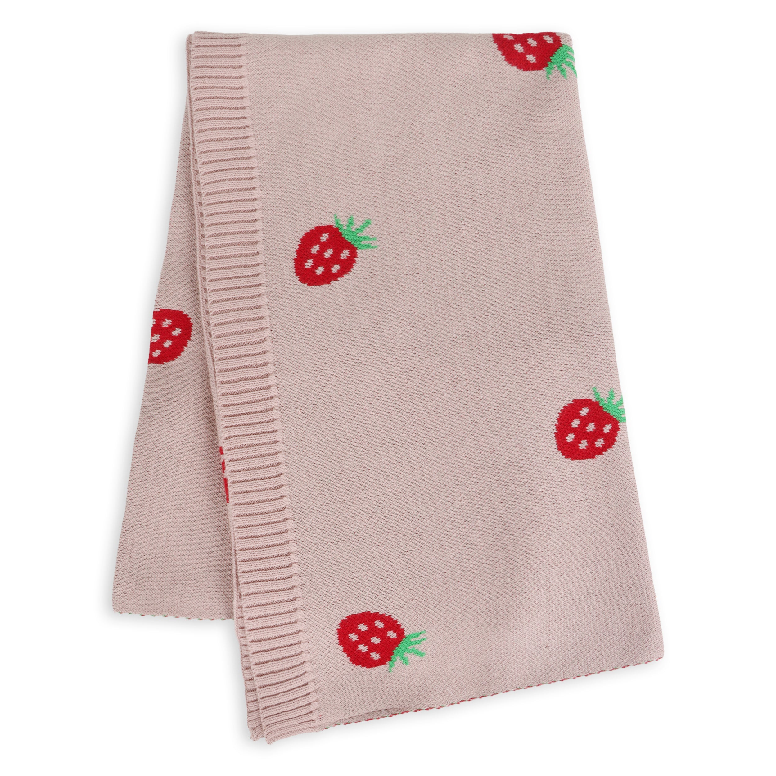 Strawberry - Organic Cotton Jacquard Sweater Knit Baby Blankets