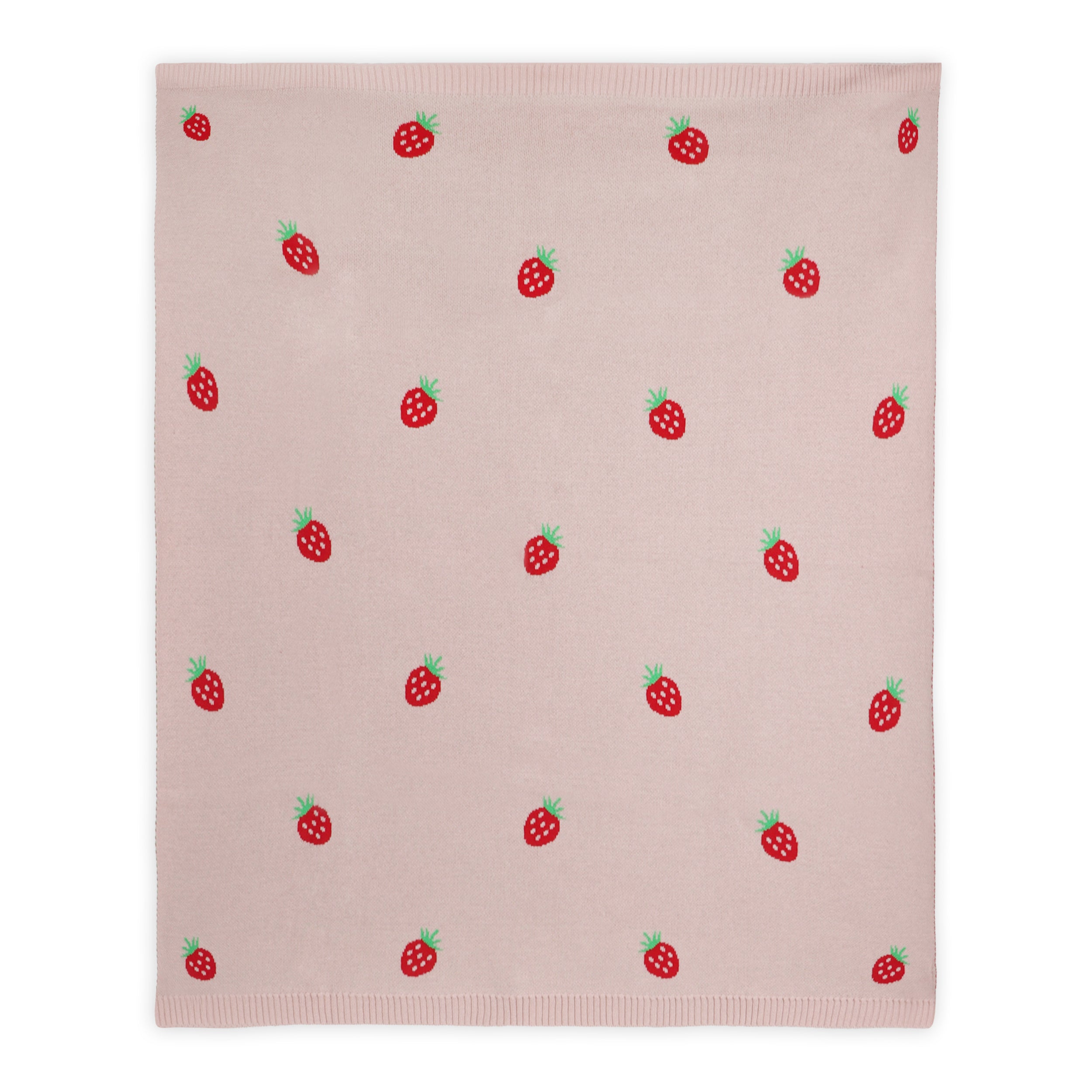 Strawberry - Organic Cotton Jacquard Sweater Knit Baby Blankets