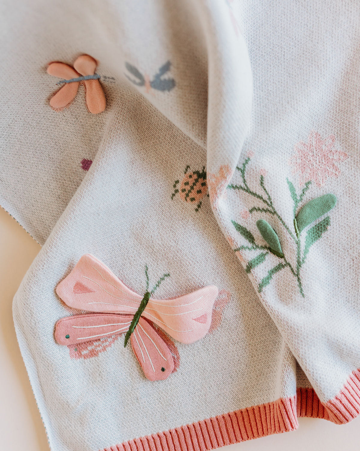 Bloom Butterfly - 3D Jacquard Sweater Knit Baby Blanket (Organic Cotton)
