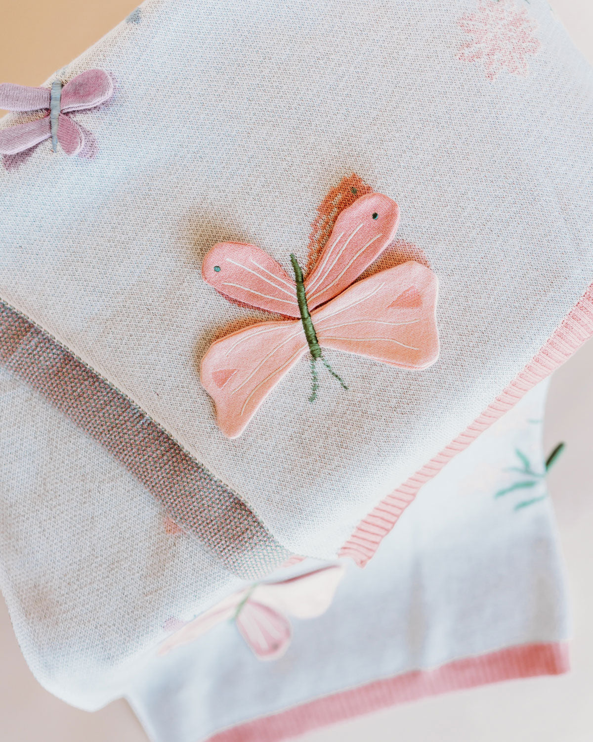 Bloom Butterfly - 3D Jacquard Sweater Knit Baby Blanket (Organic Cotton)