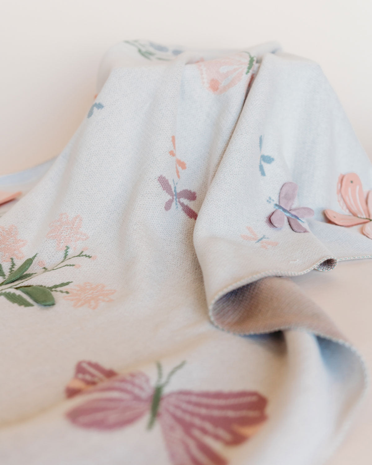 Bloom Butterfly - 3D Jacquard Sweater Knit Baby Blanket (Organic Cotton)