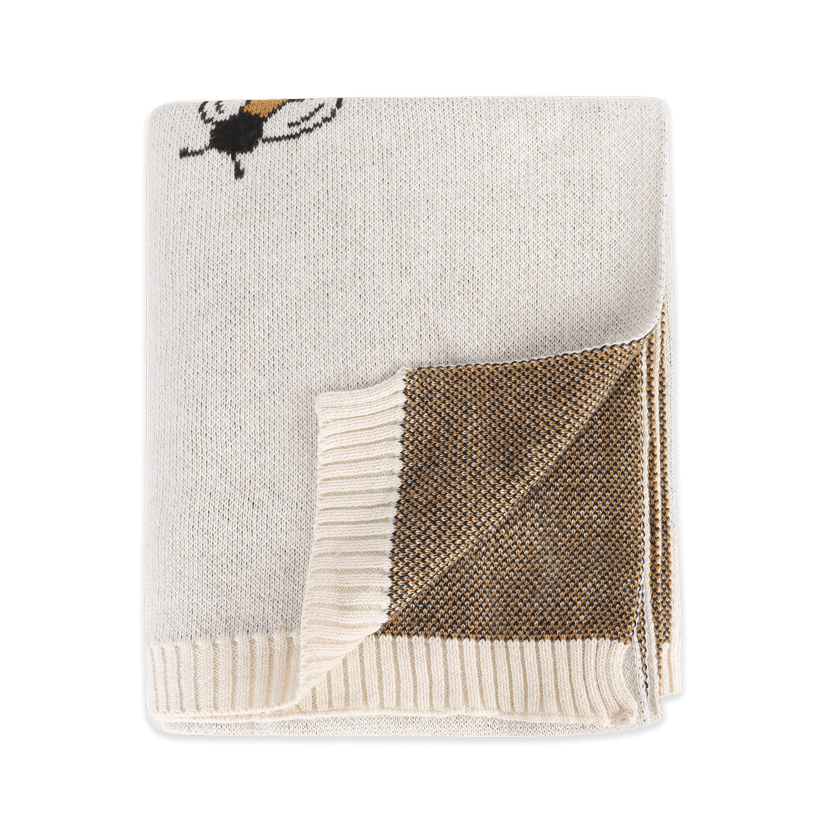 Bees - Jacquard Sweater Knit Baby Blanket (Organic Cotton)