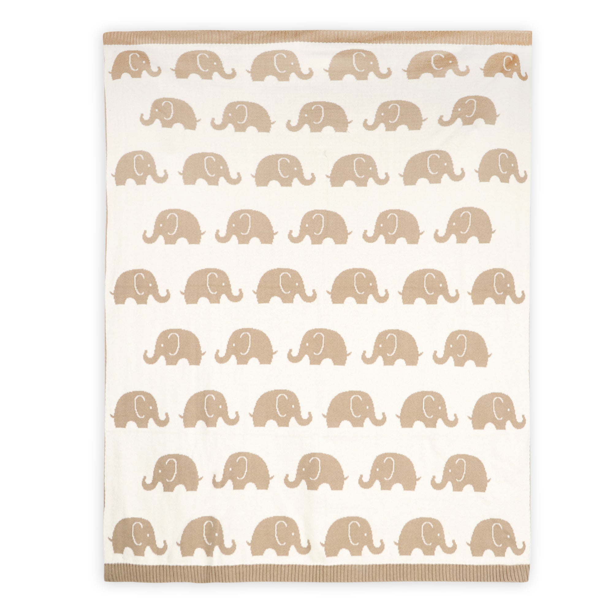 Elephant Trail - Organic Cotton Jacquard Sweater Knit Reversible Baby Blanket