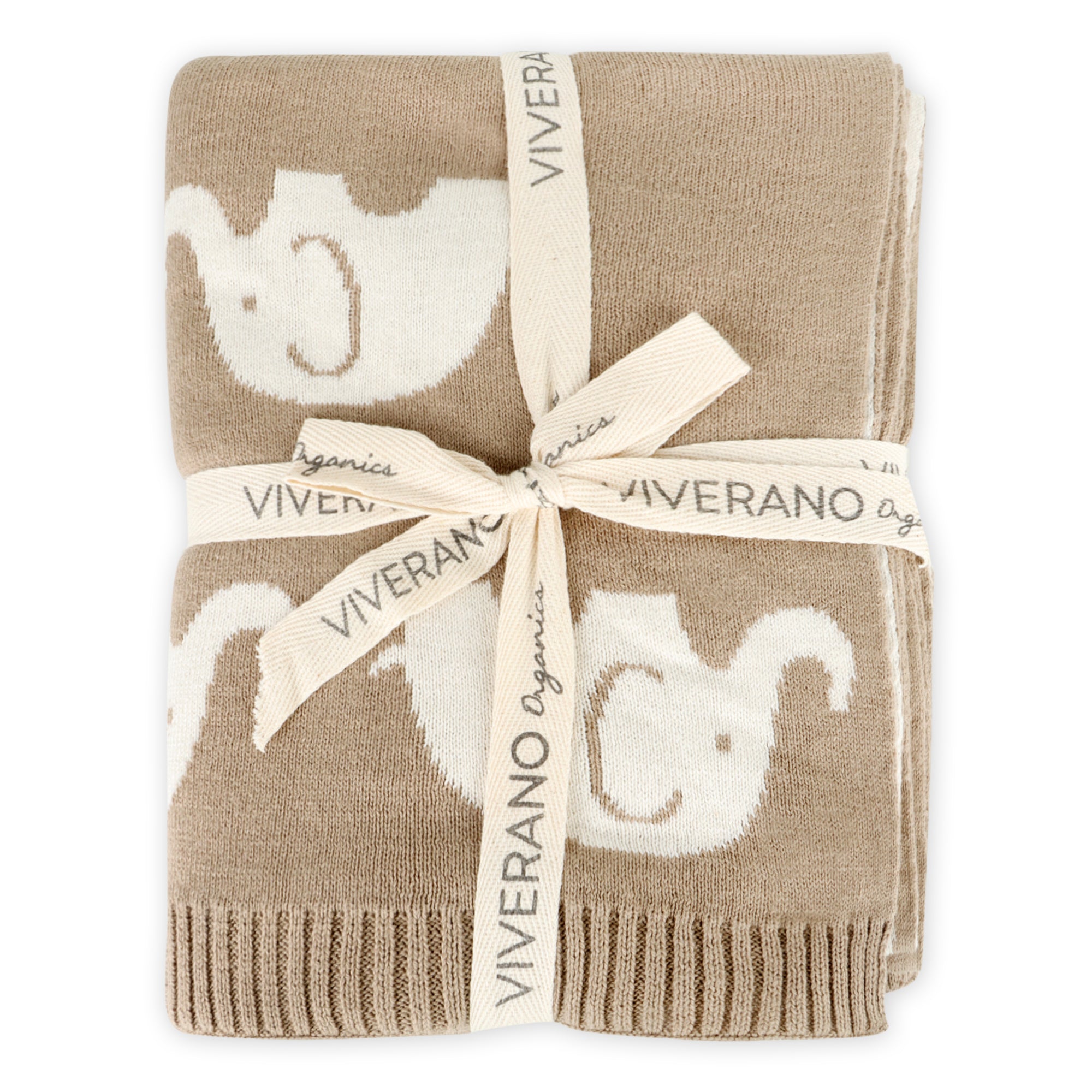 Elephant Trail - Organic Cotton Jacquard Sweater Knit Baby Blanket Wrapped