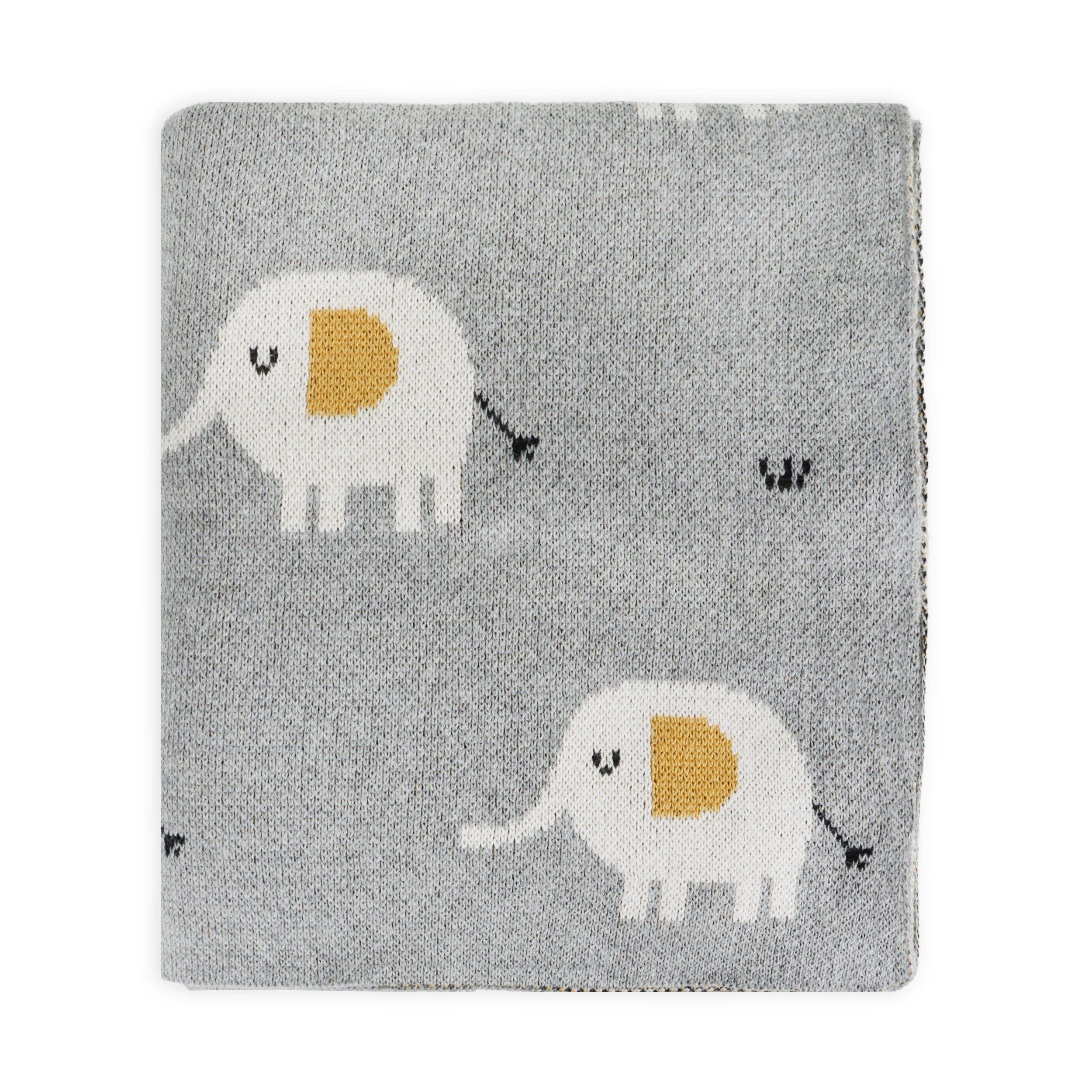 Elephant - Jacquard Sweater Knit Baby Blanket (Organic Cotton)