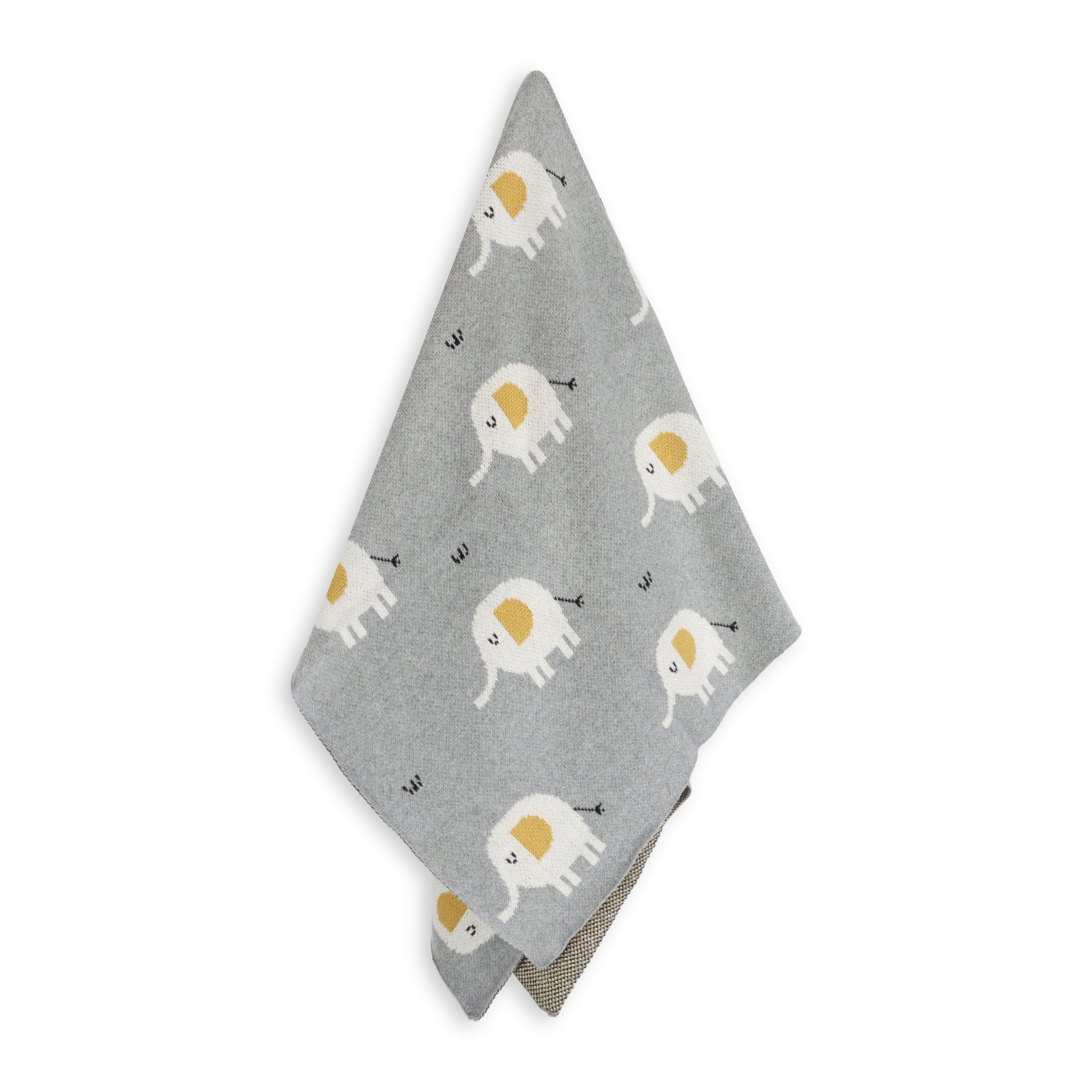 Elephant - Jacquard Sweater Knit Baby Blanket (Organic Cotton)
