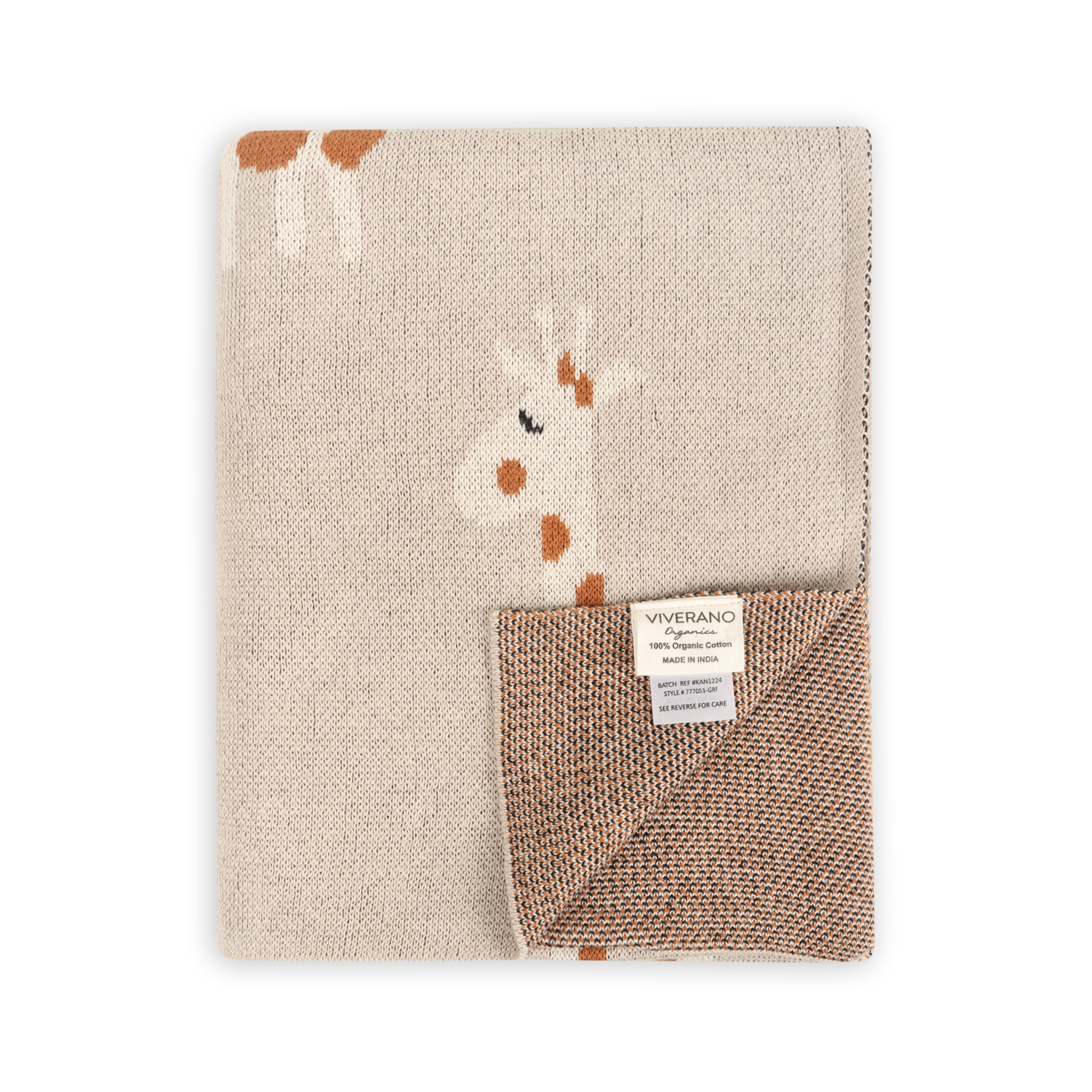 Giraffe - Jacquard Sweater Knit Baby Blanket (Organic Cotton) Reverse Texture