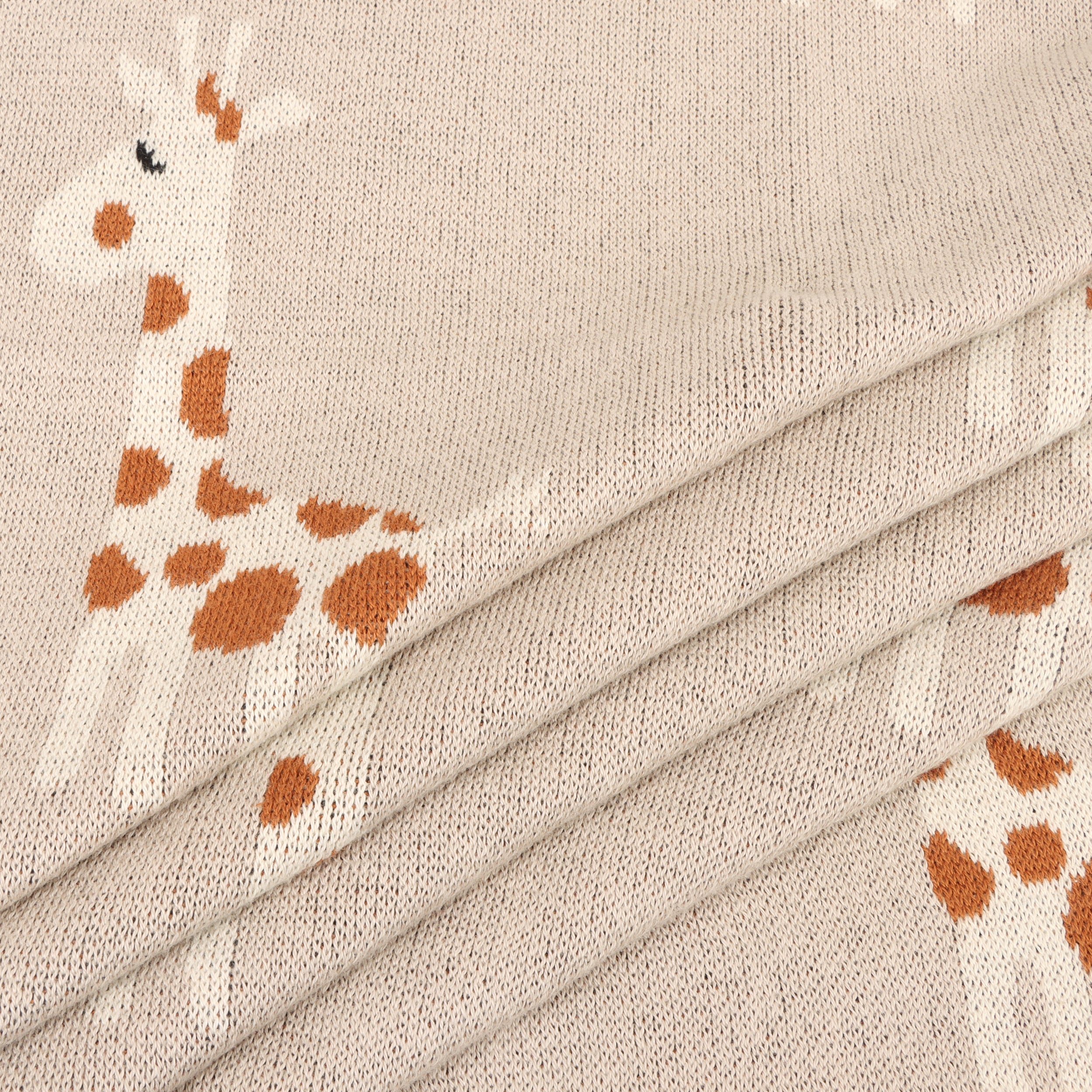 Giraffe - Jacquard Sweater Knit Baby Blanket (Organic Cotton) Detail