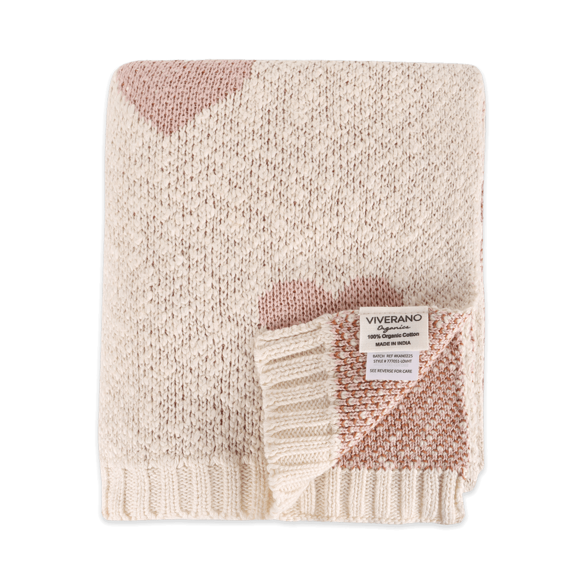 Loving Hearts - Jacquard Sweater Knit Baby Blanket (Organic Cotton)