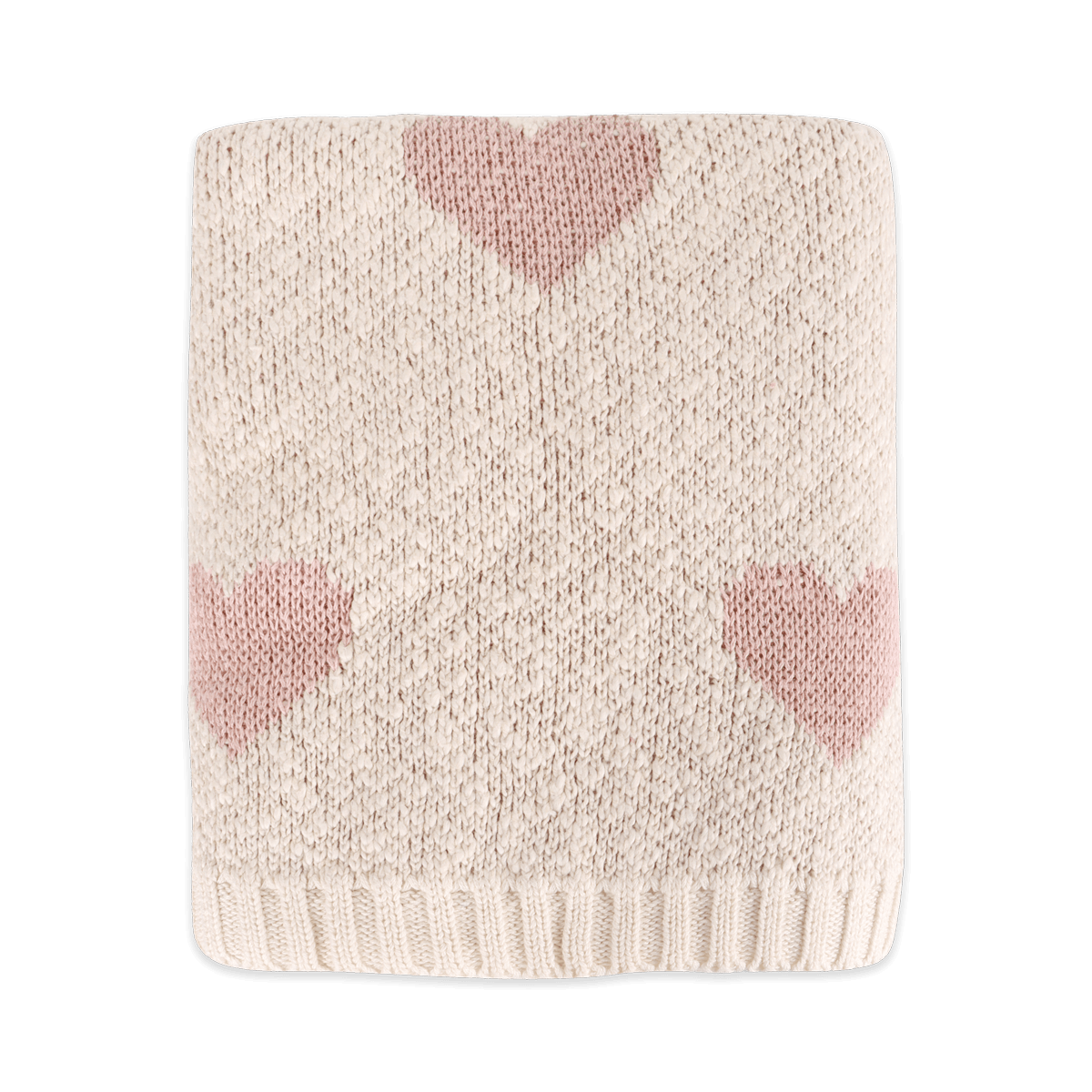 Loving Hearts - Jacquard Sweater Knit Baby Blanket (Organic Cotton)