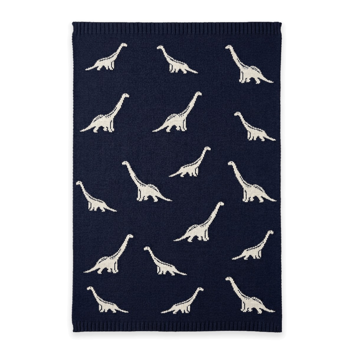 Navy Dinosaur - Jacquard Sweater Knit Baby Blanket (Organic Cotton)
