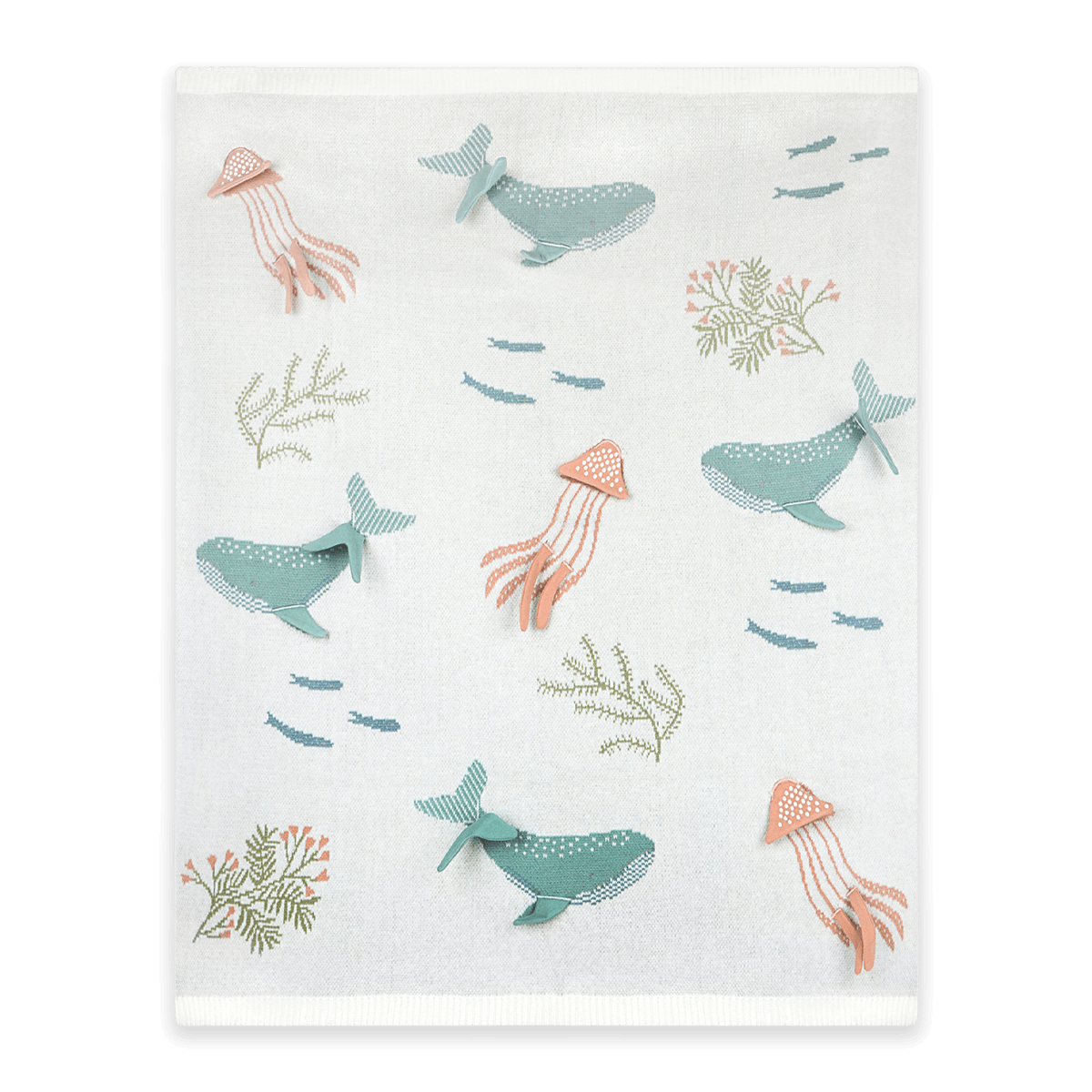 Ocean Jellyfish - 3D Jacquard Sweater Knit Baby Blanket (Organic Cotton)