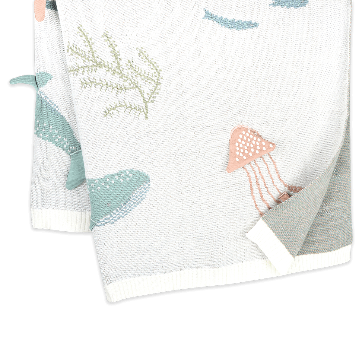 Ocean Jellyfish - 3D Jacquard Sweater Knit Baby Blanket (Organic Cotton)